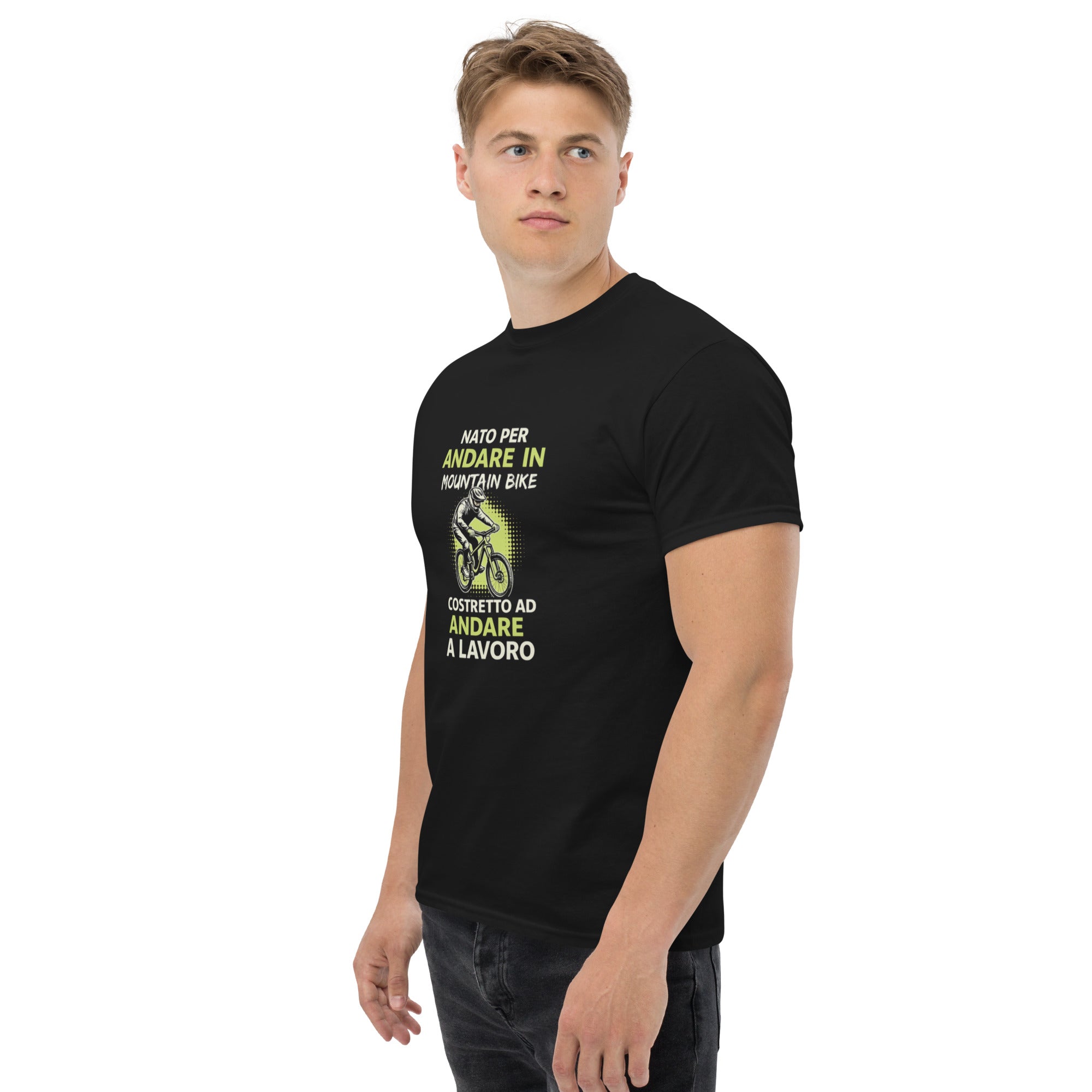 T-shirt Unisex Nato per Andare in Mountain Bike Costretto ad andare a Lavoro-DTG-Biiply-Biiply