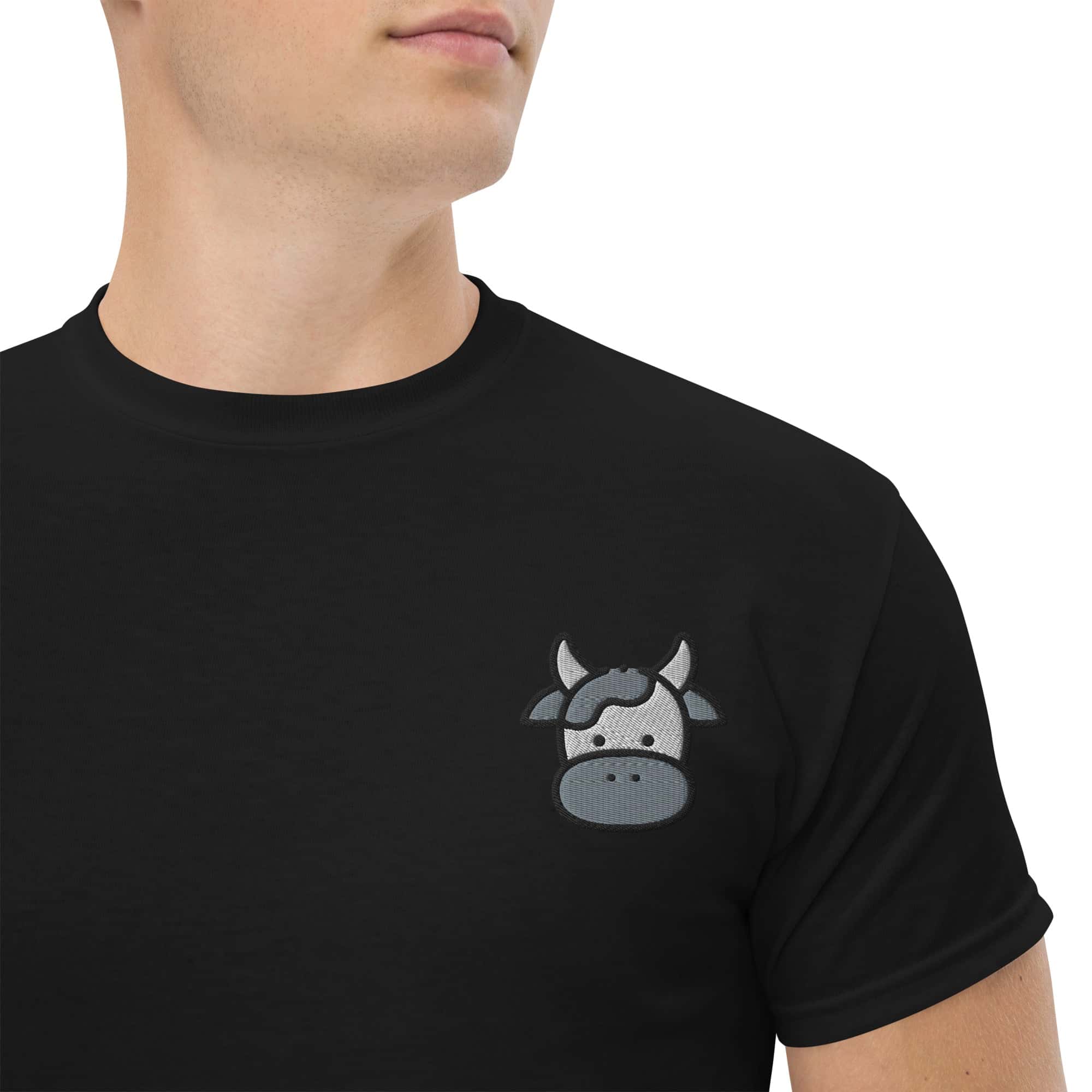 T-shirt Unisex Faccia Mucca-Ricamati-Biiply-Nero-S-Biiply