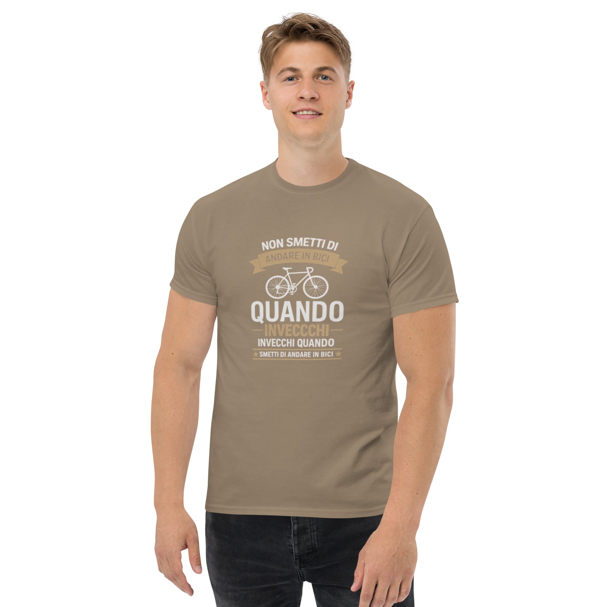 T-shirt Unisex Non Smetti di andare in bici quando...-DTG-Biiply-Brown Savana-S-Biiply