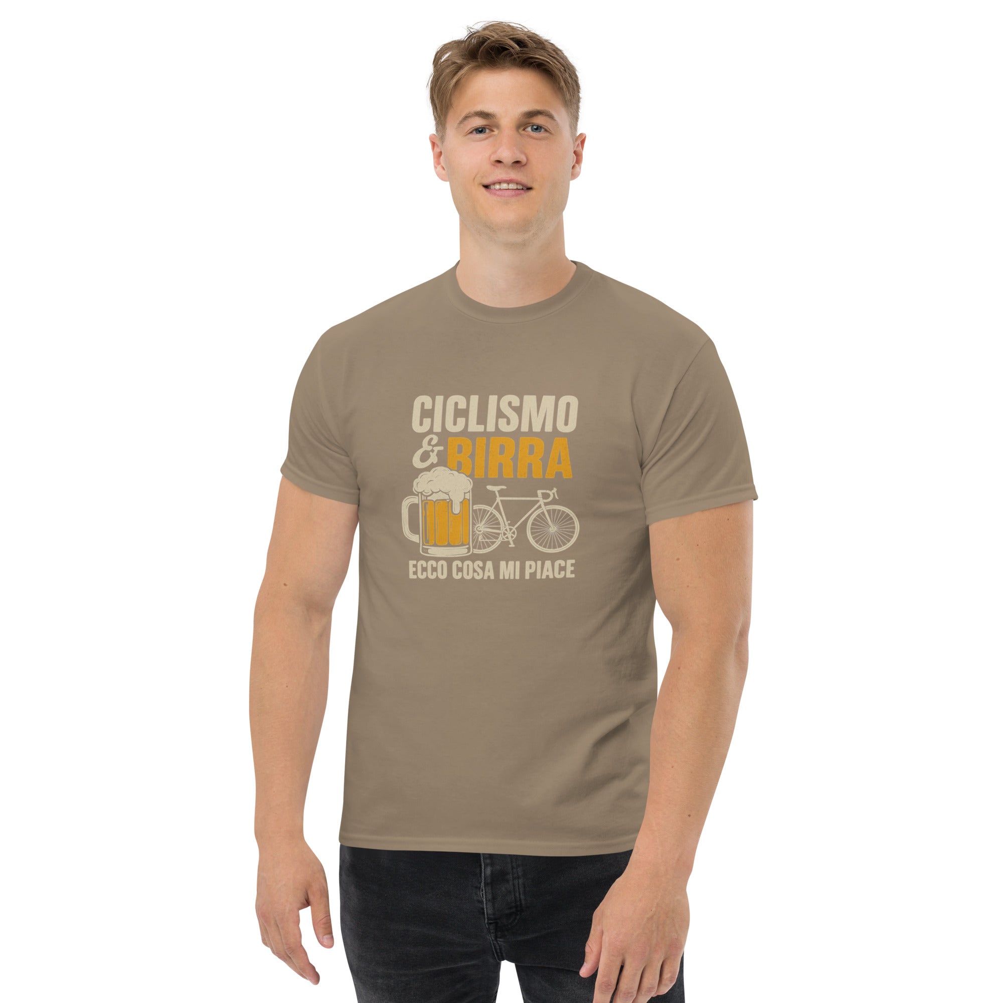 T-shirt Unisex Birra e Ciclismo-DTG-Biiply-Brown Savana-S-Biiply