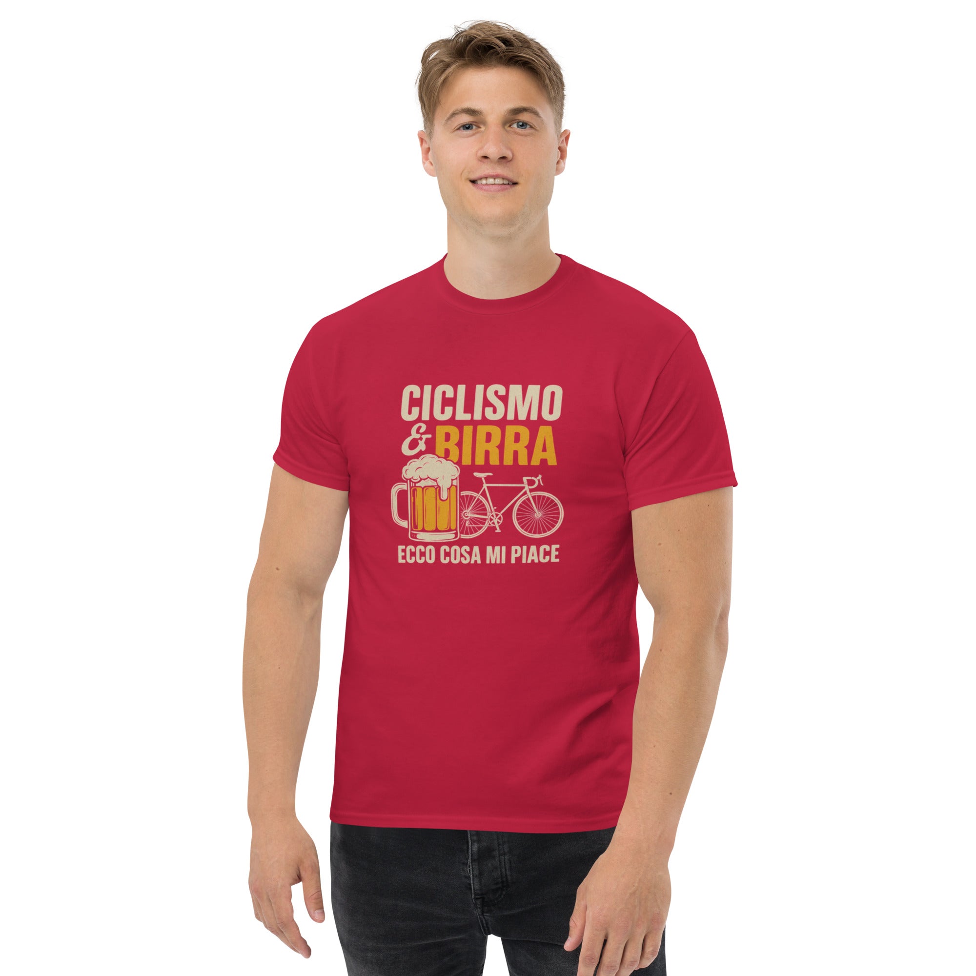 T-shirt Unisex Birra e Ciclismo-DTG-Biiply-Cardinale-S-Biiply