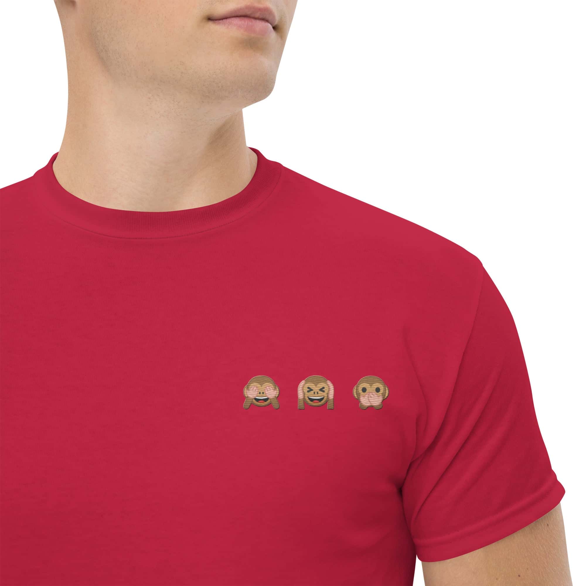 T-shirt Unisex emoji scimmiette-Ricamati-Biiply-Cardinale-S-Biiply