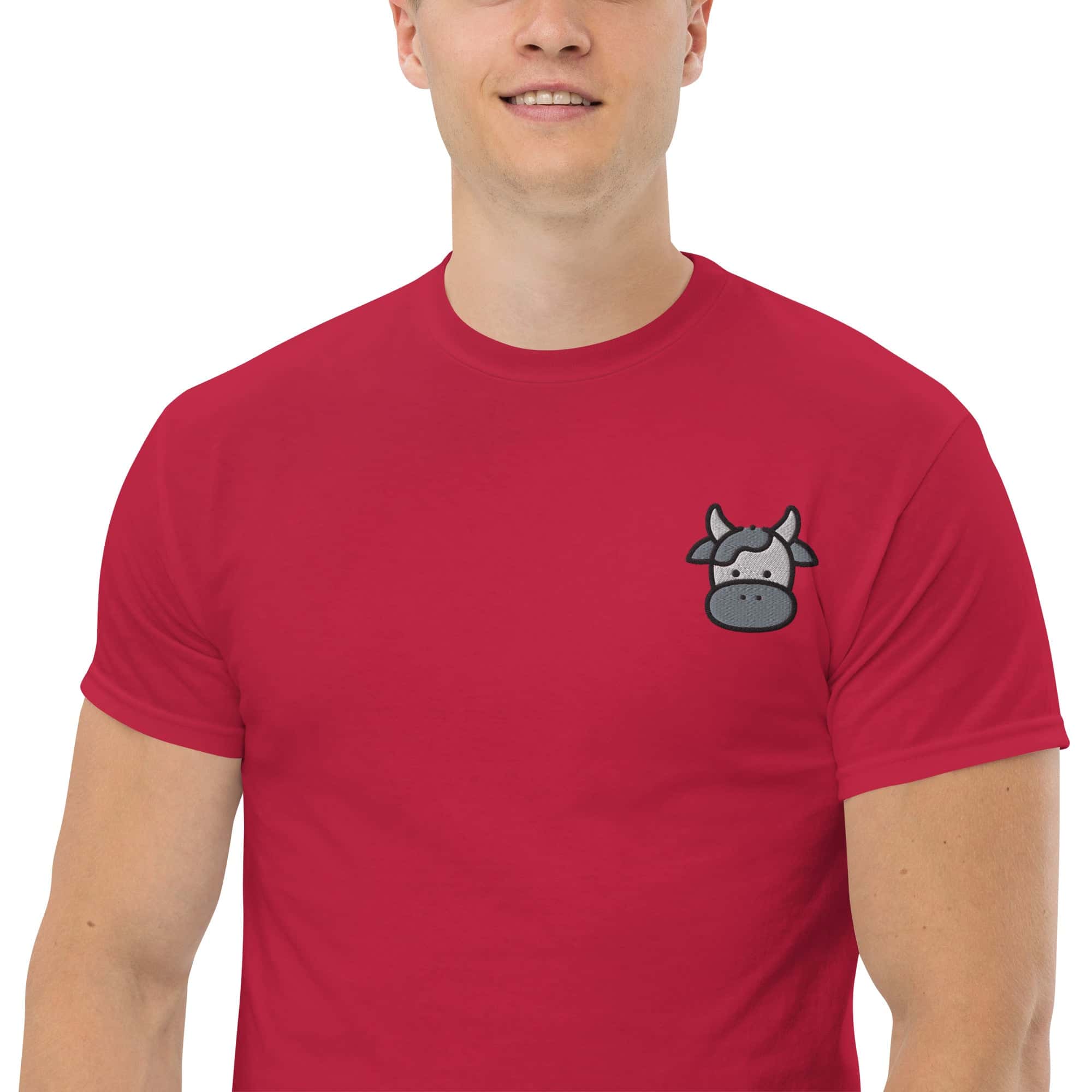 T-shirt Unisex Faccia Mucca-Ricamati-Biiply-Biiply