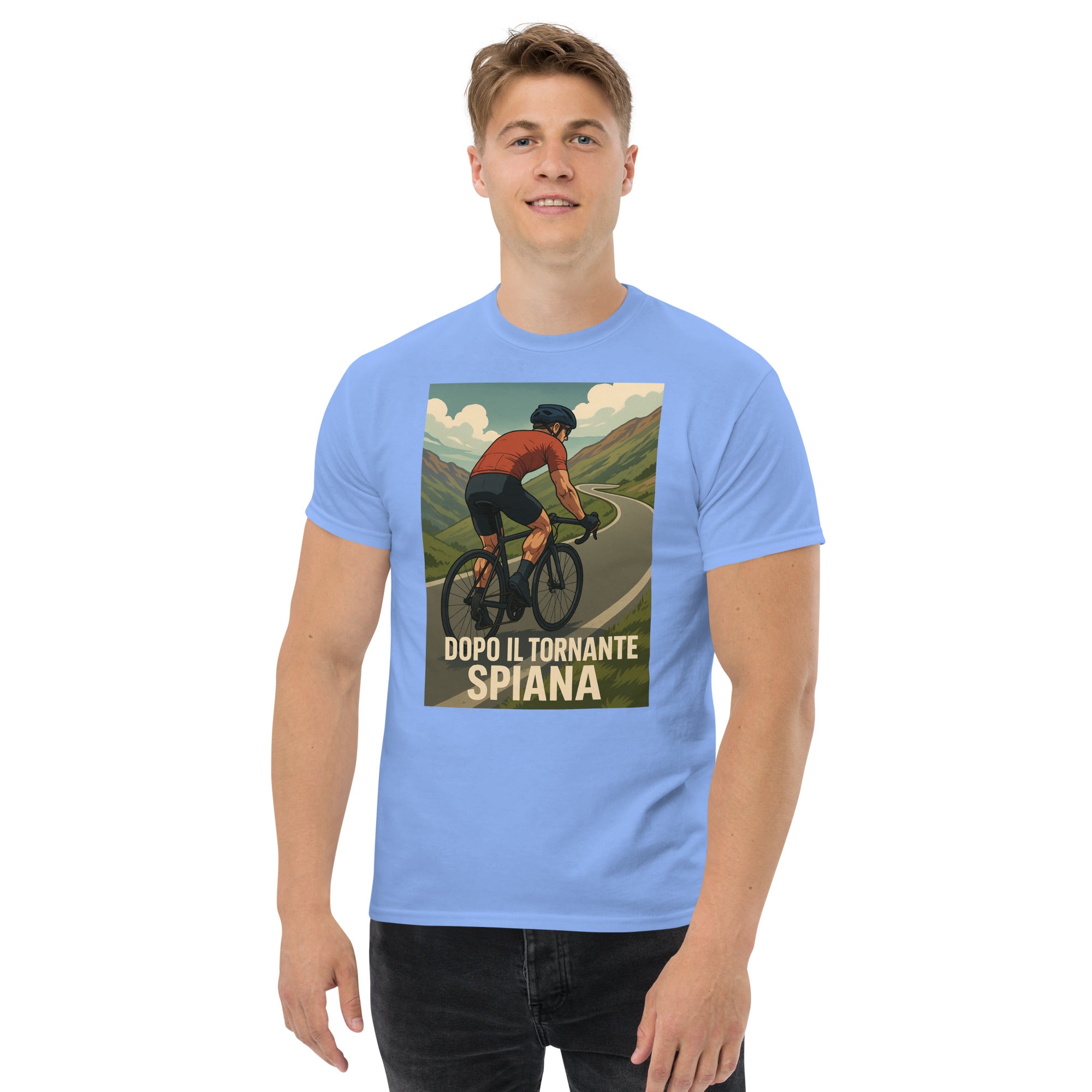 T-shirt Unisex Dopo il tornante spiana-DTG-Biiply-Blu Carolina-S-Biiply
