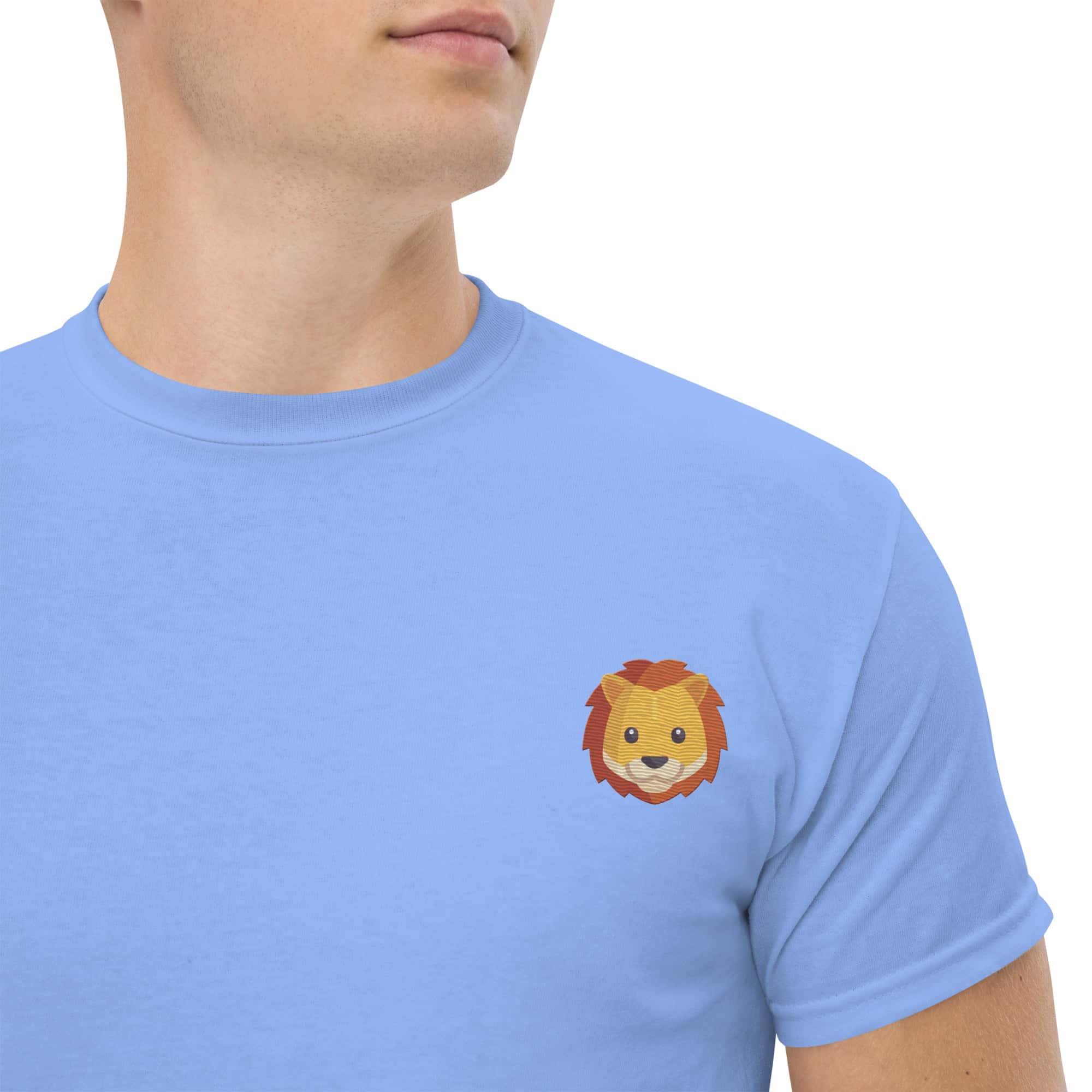 T-shirt Unisex Leone-Ricamati-Biiply-Blu Carolina-S-Biiply
