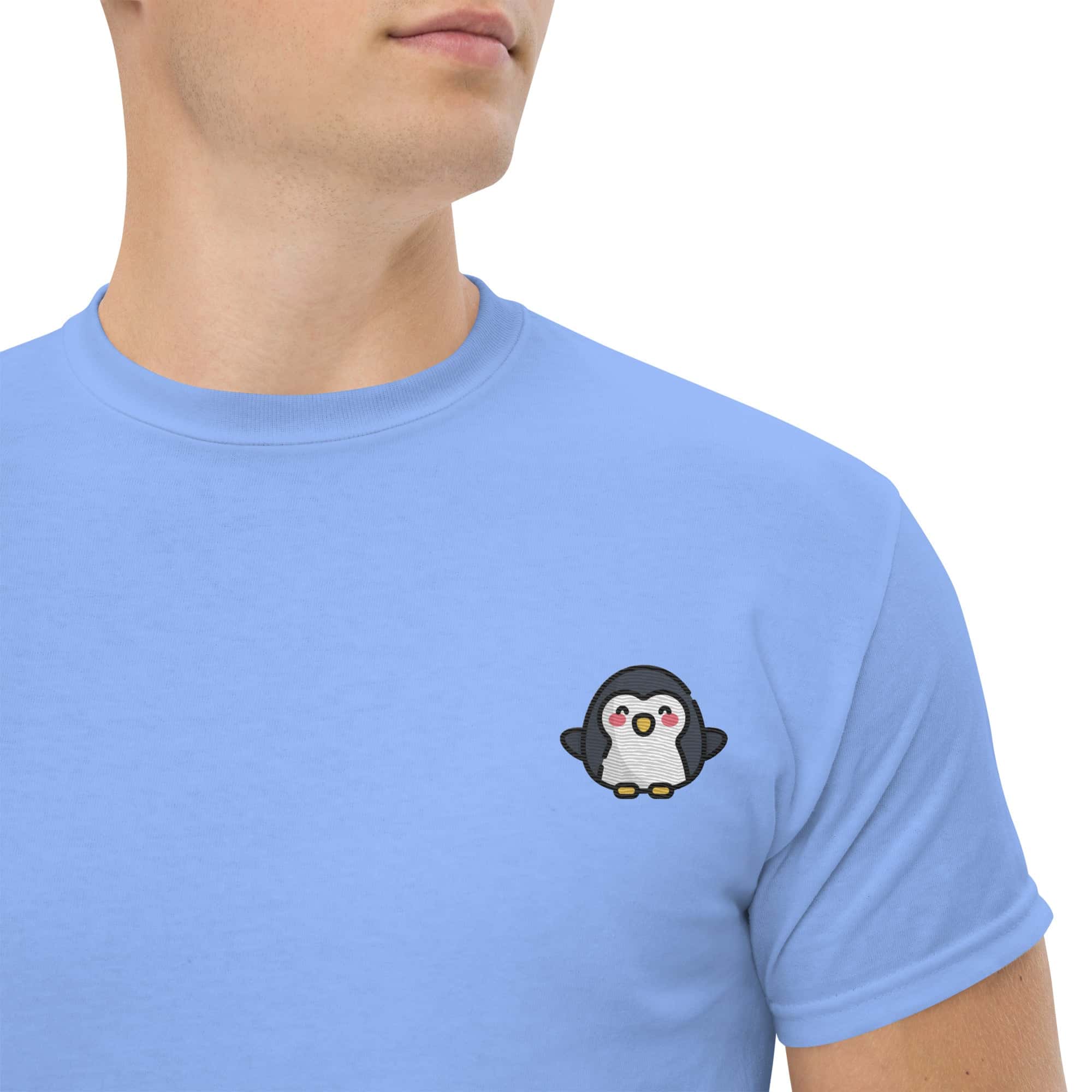 T-shirt Unisex Pinguino-Ricamati-Biiply-Blu Carolina-S-Biiply