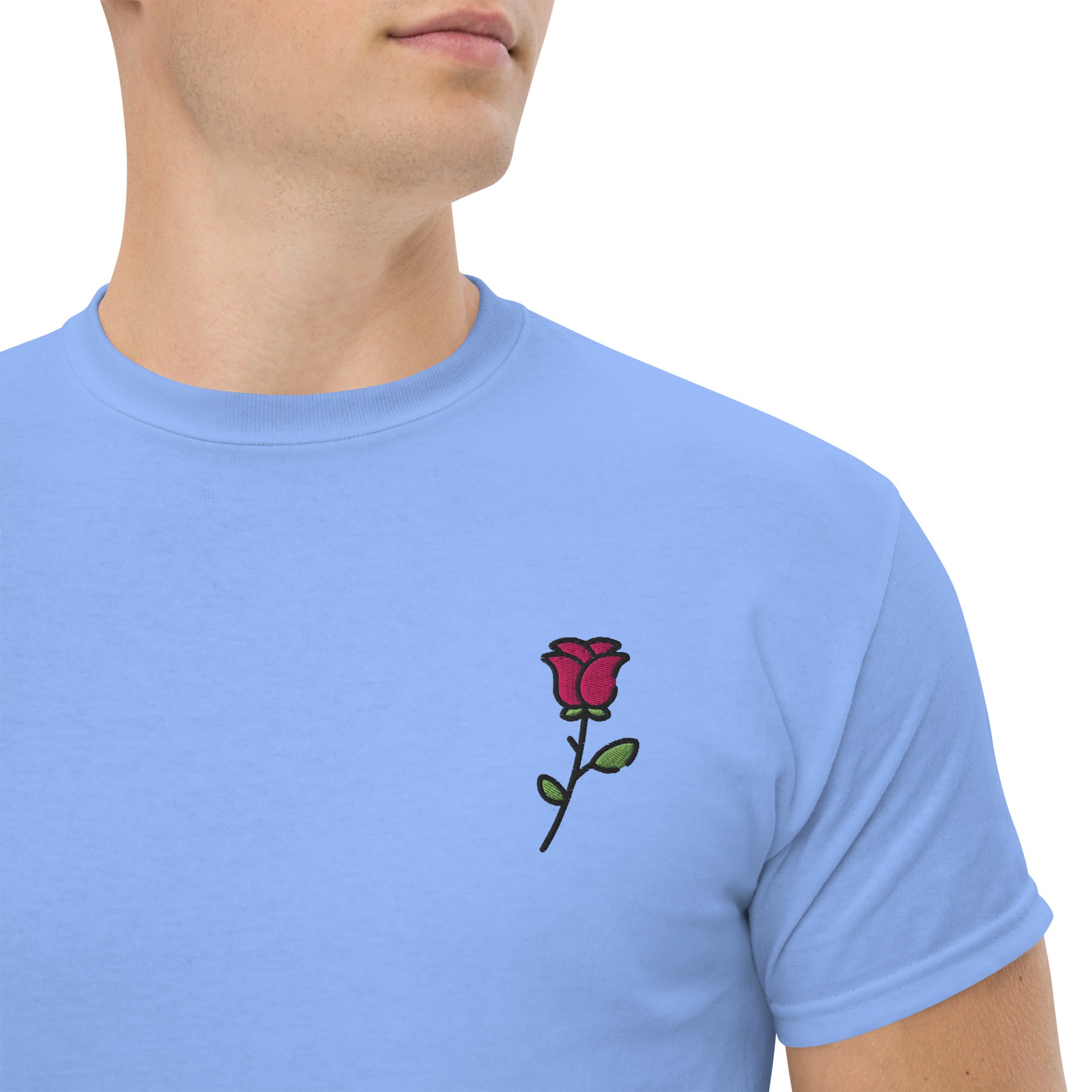 T-shirt Unisex Rosa con Gambo-Ricamati-Biiply-Blu Carolina-S-Biiply