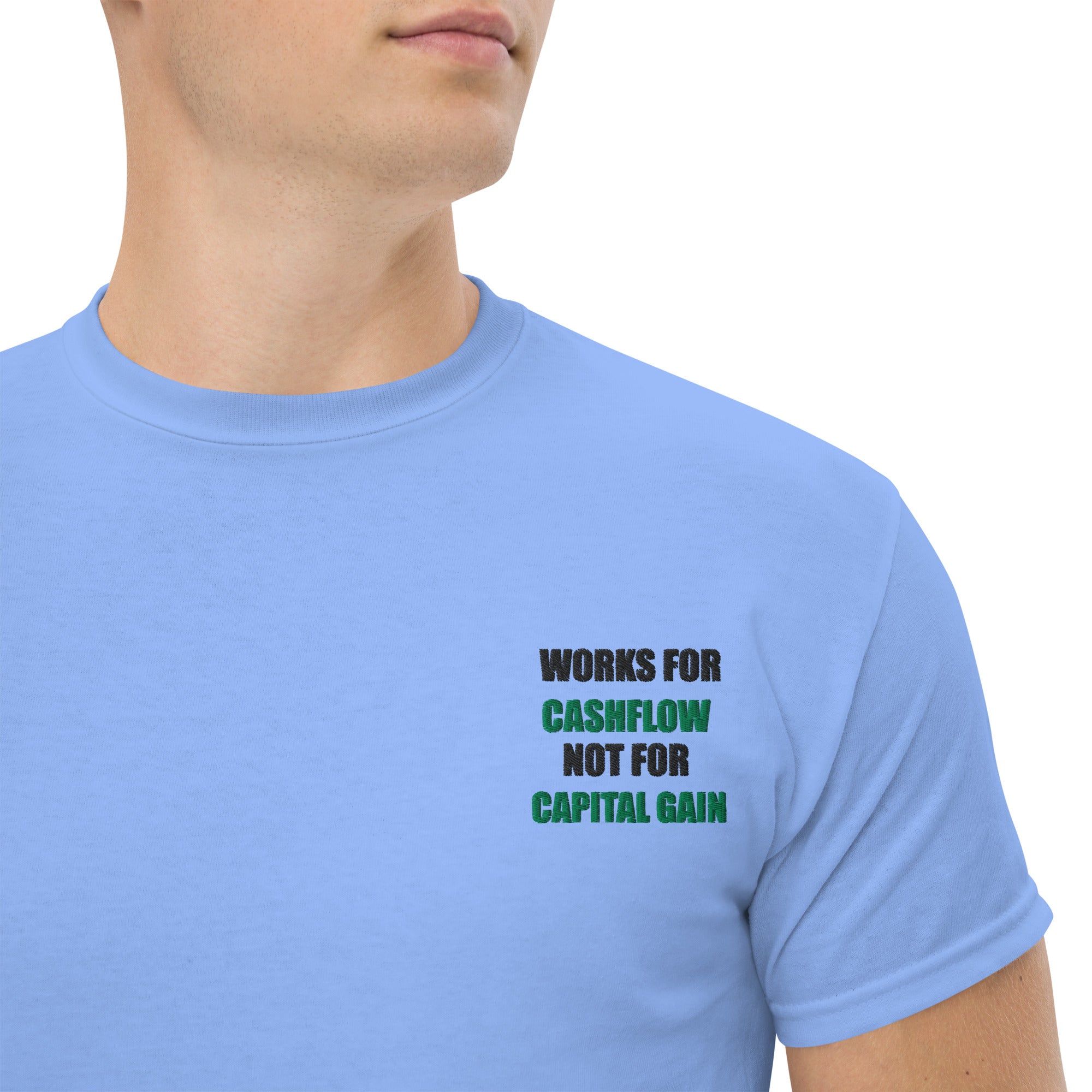T-shirt Unisex Works Cashflow not Capitalgain-Ricamati-Biiply-Blu Carolina-S-Biiply