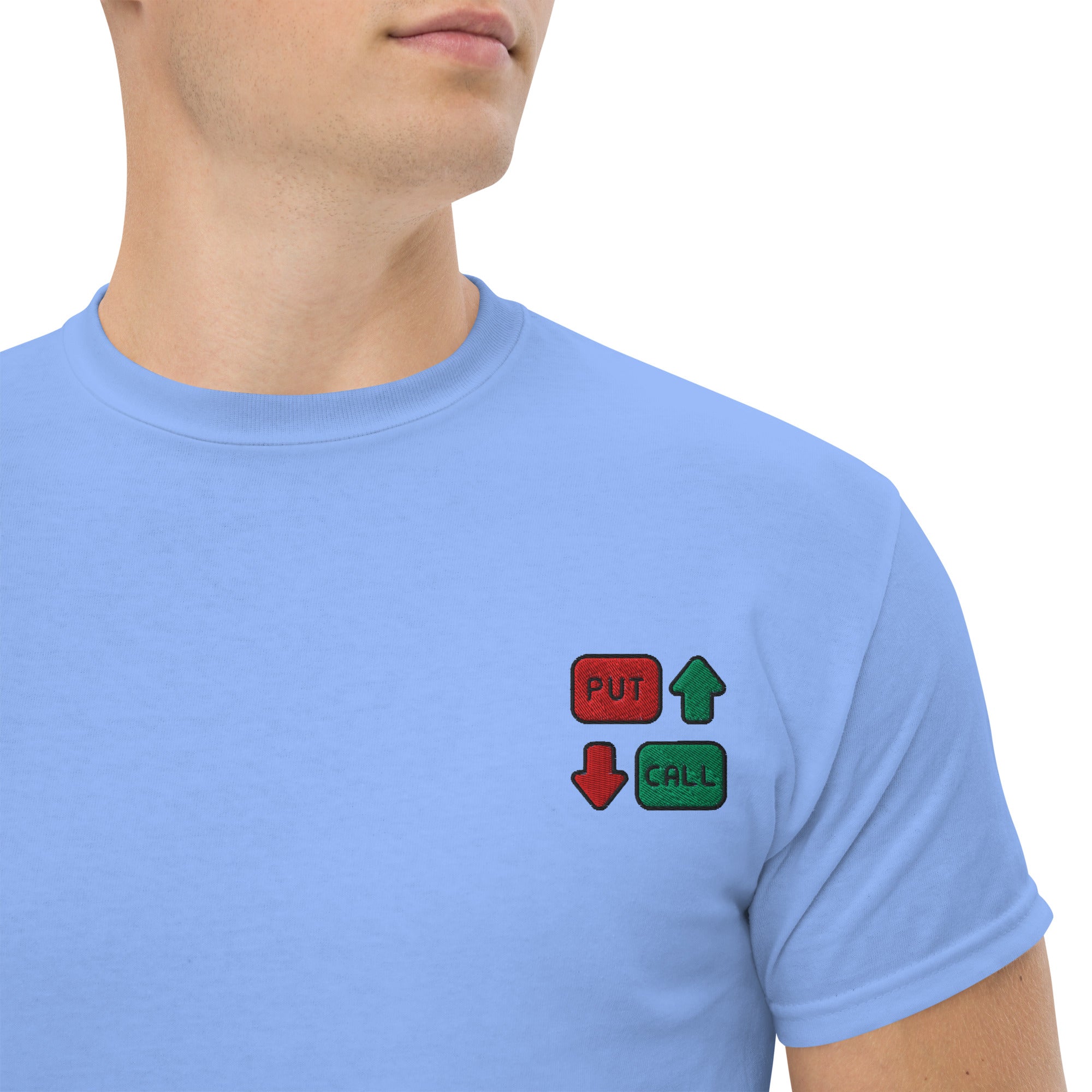 T-shirt Unisex Option Put & Call-Ricamati-Biiply-Blu Carolina-S-Biiply