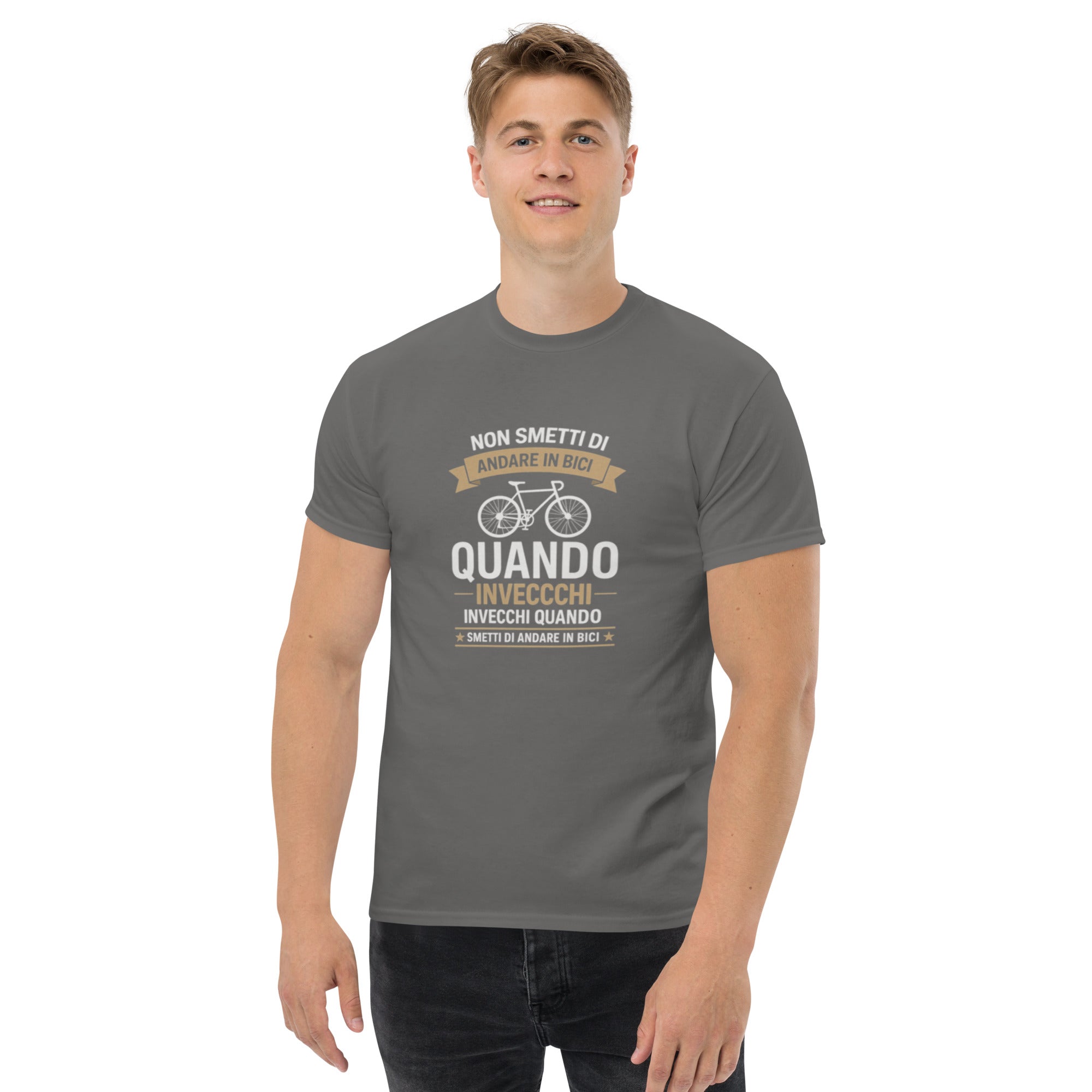 T-shirt Unisex Non Smetti di andare in bici quando...-DTG-Biiply-Antracite-S-Biiply