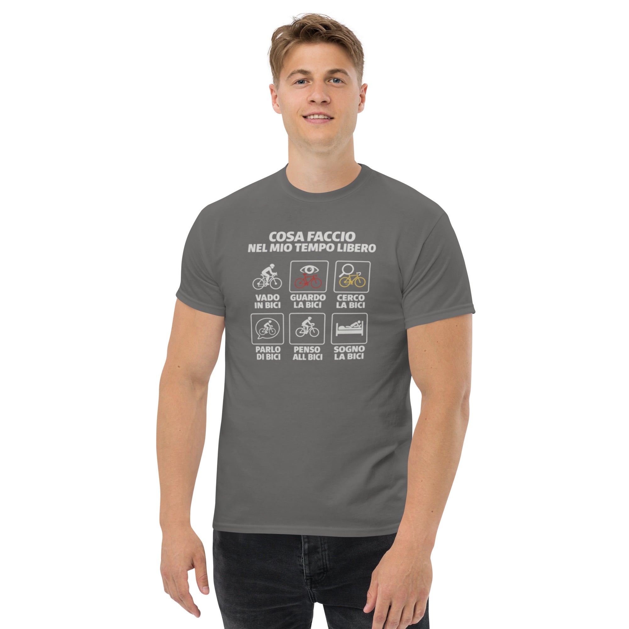 T-shirt Unisex Cosa faccio nel mio tempo libero-DTG-Biiply-Antracite-S-Biiply