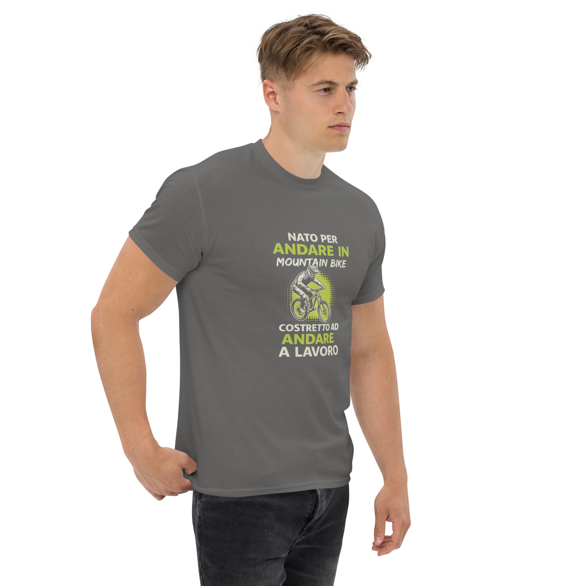 T-shirt Unisex Nato per Andare in Mountain Bike Costretto ad andare a Lavoro-DTG-Biiply-Biiply