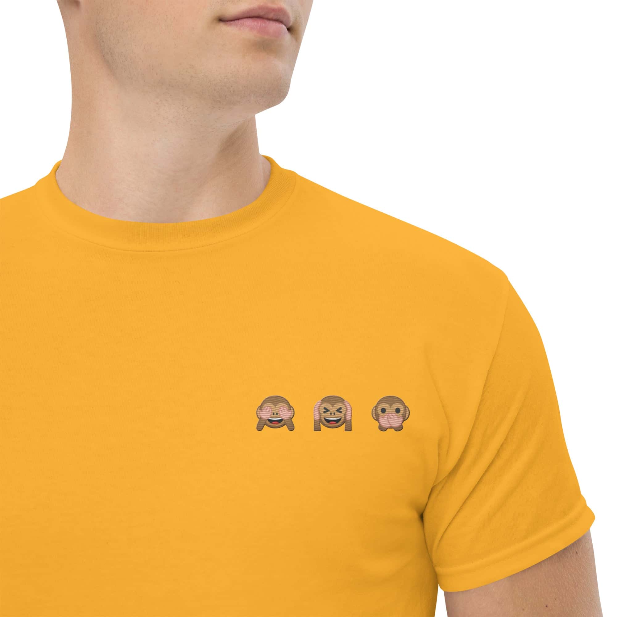 T-shirt Unisex emoji scimmiette-Ricamati-Biiply-Oro-S-Biiply