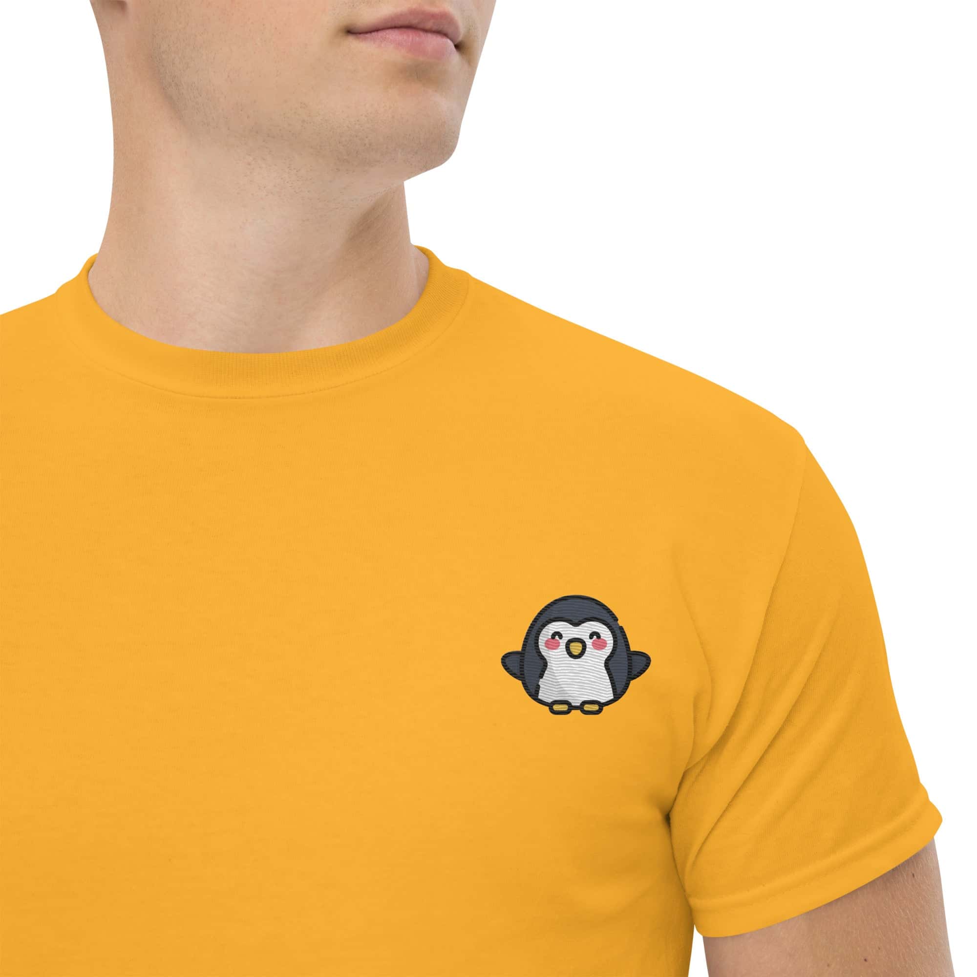 T-shirt Unisex Pinguino-Ricamati-Biiply-Oro-S-Biiply