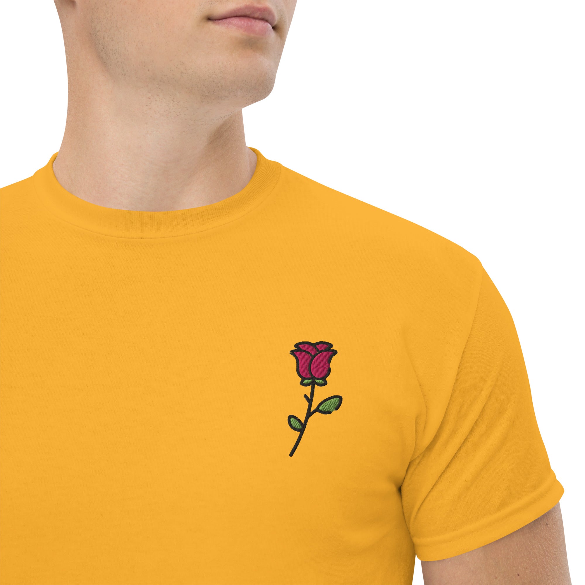 T-shirt Unisex Rosa con Gambo-Ricamati-Biiply-Oro-S-Biiply