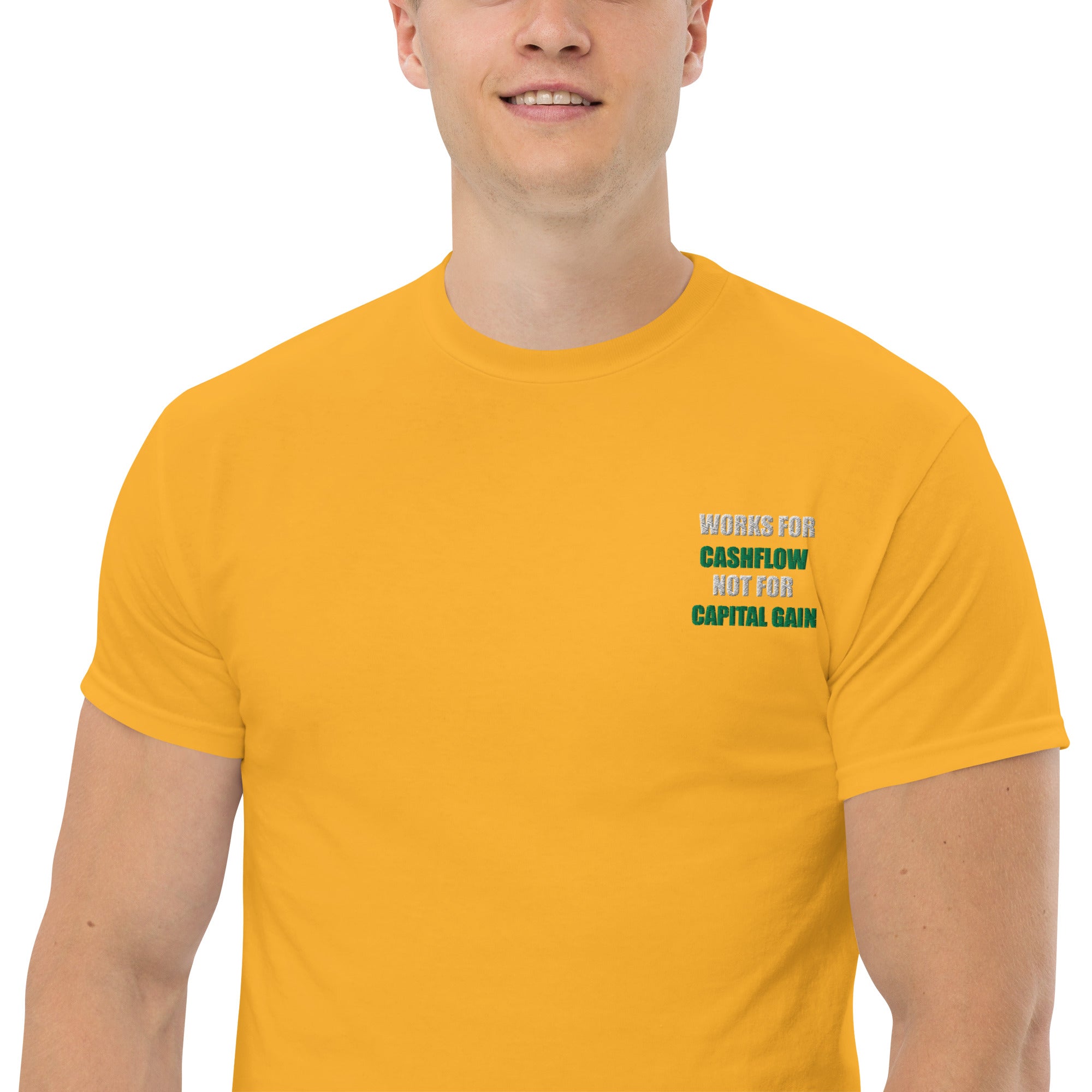 T-shirt Unisex Works Cashflow not Capitalgain White logo-Ricamati-Biiply-Biiply