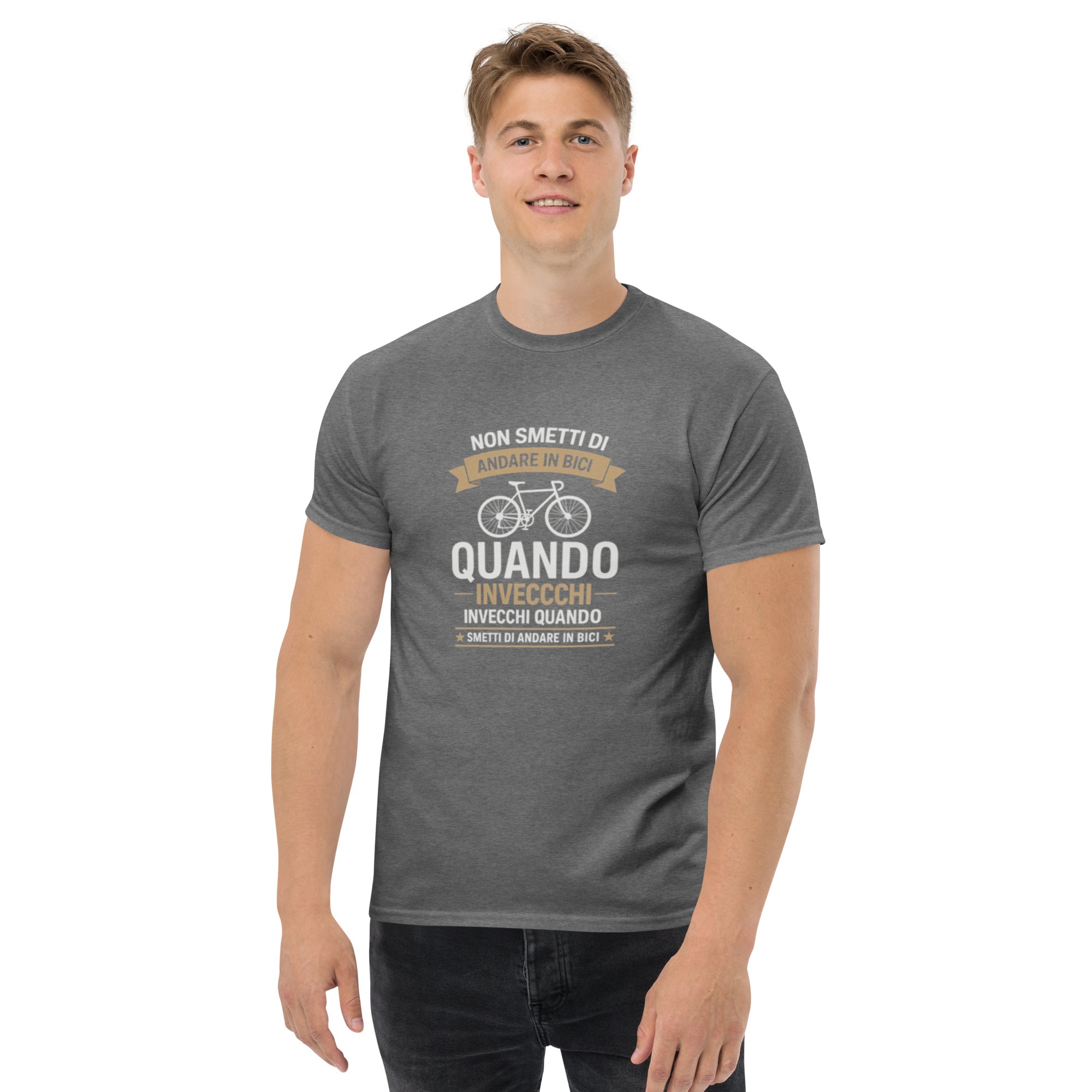 T-shirt Unisex Non Smetti di andare in bici quando...-DTG-Biiply-Graphite Heather-S-Biiply