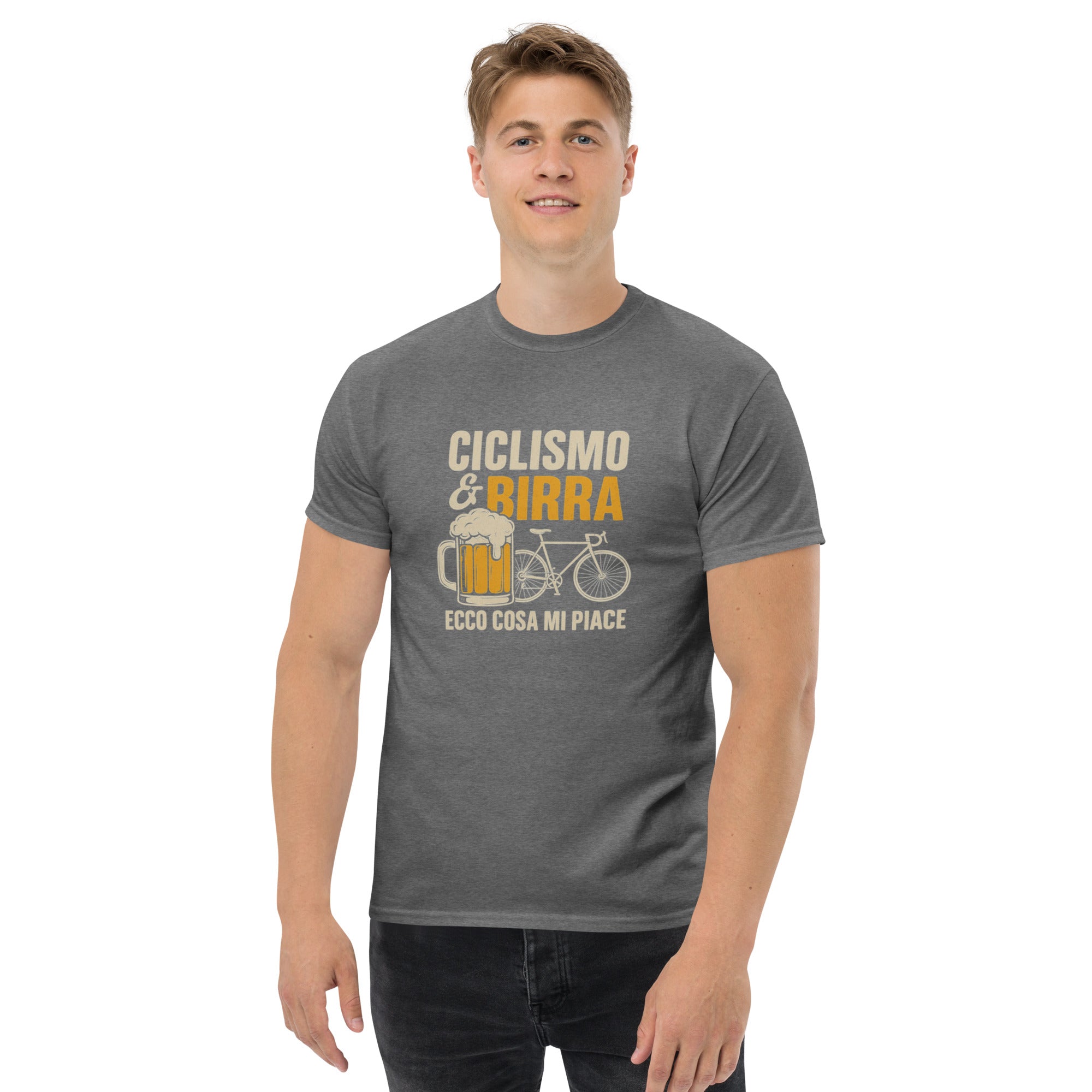 T-shirt Unisex Birra e Ciclismo-DTG-Biiply-Graphite Heather-S-Biiply