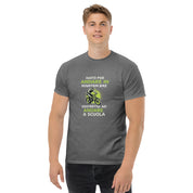 T-shirt Unisex Nato per andare in mountain bine costretto ad andare a scuola-DTG-Biiply-Graphite Heather-S-Biiply