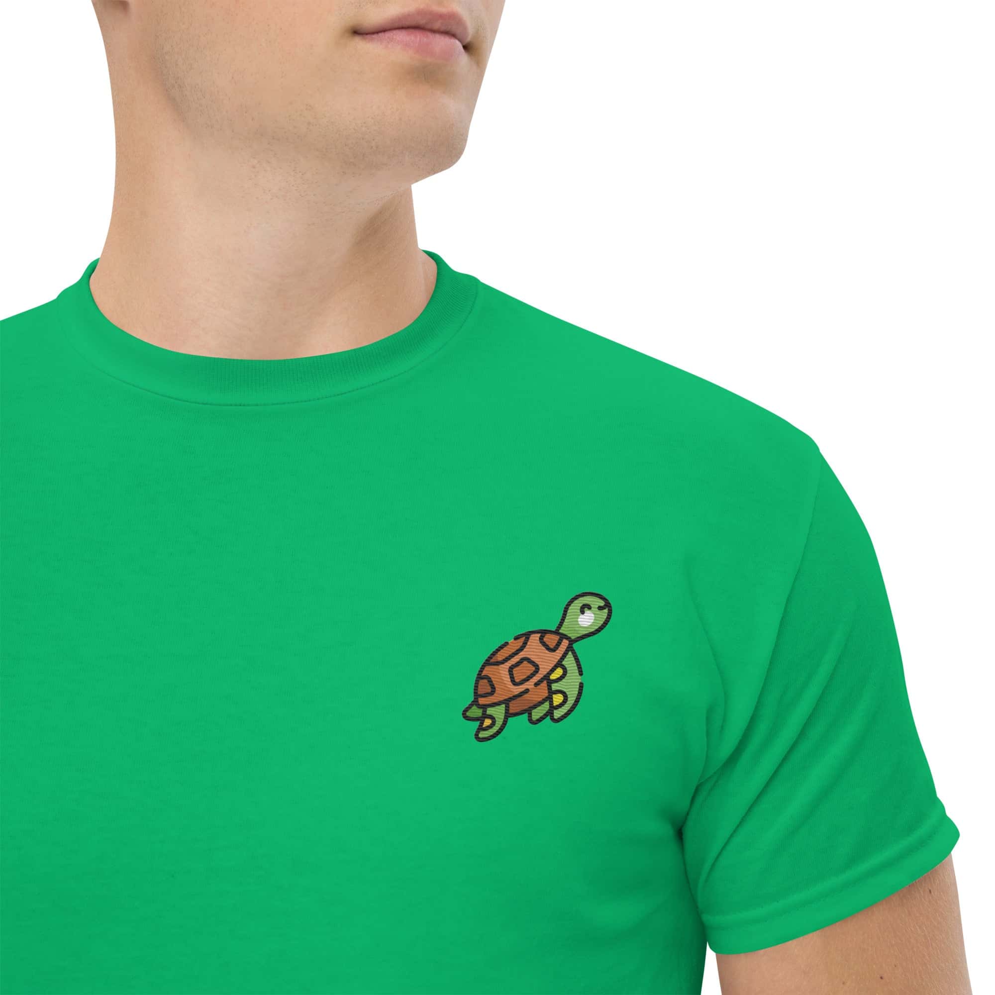 T-shirt Unisex Tartaruga-Ricamati-Biiply-Verde Irlandese-S-Biiply