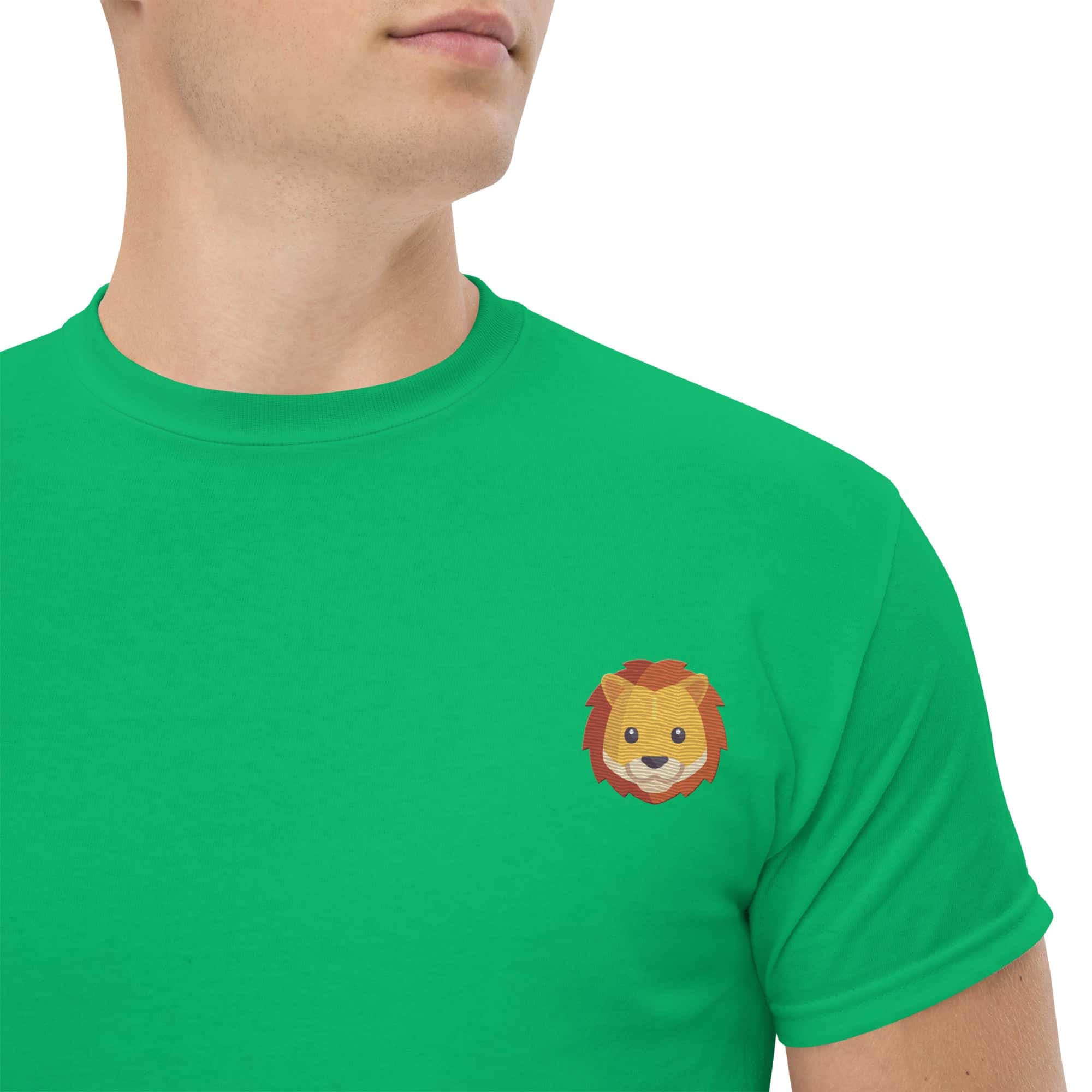T-shirt Unisex Leone-Ricamati-Biiply-Verde Irlandese-S-Biiply