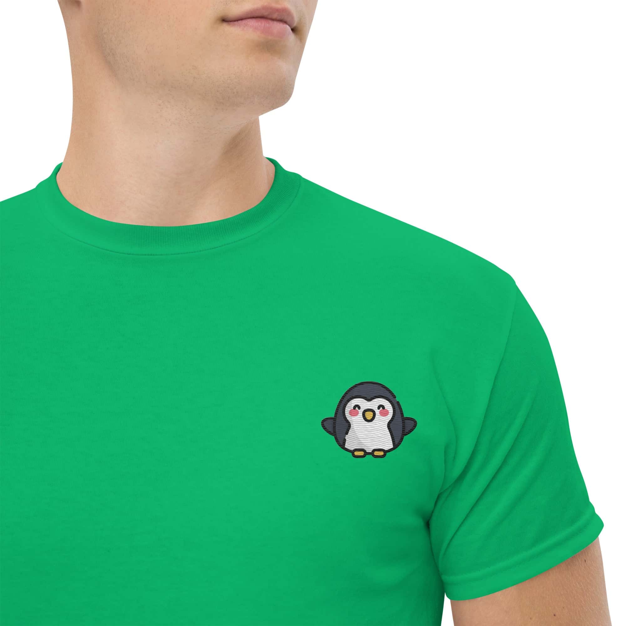 T-shirt Unisex Pinguino-Ricamati-Biiply-Verde Irlandese-S-Biiply