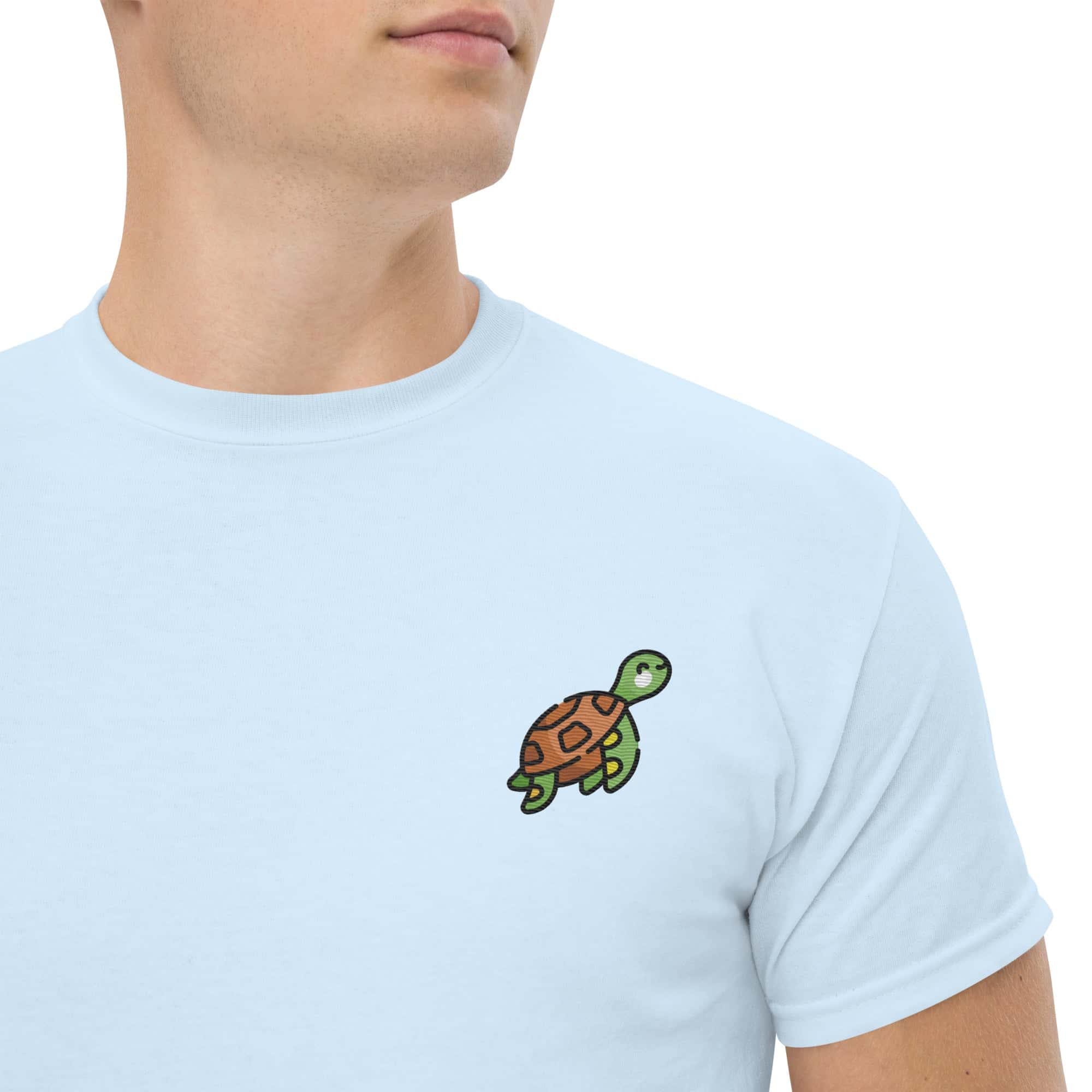 T-shirt Unisex Tartaruga-Ricamati-Biiply-Blu Chiaro-S-Biiply