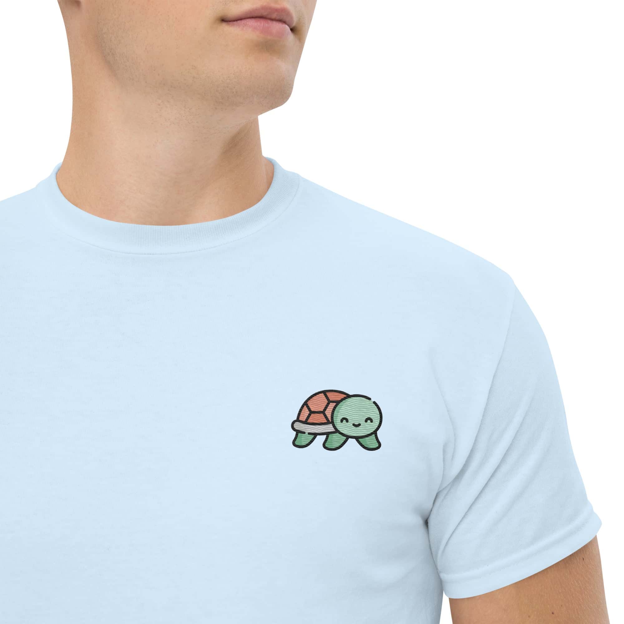 T-shirt Unisex Baby Tartaruga-Ricamati-Biiply-Blu Chiaro-S-Biiply