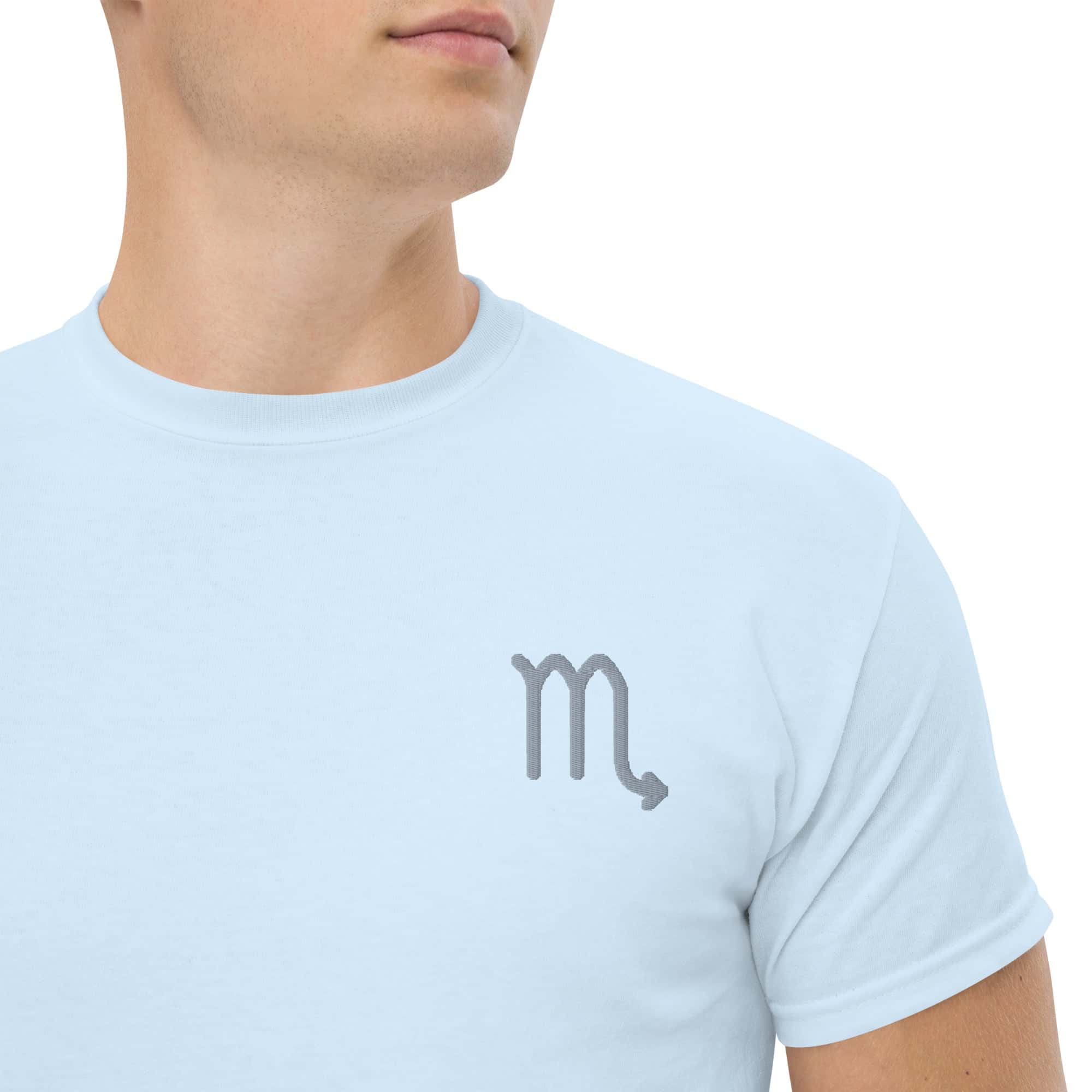 T-shirt Unisex Scorpione-Ricamati-Biiply-Blu Chiaro-S-Biiply