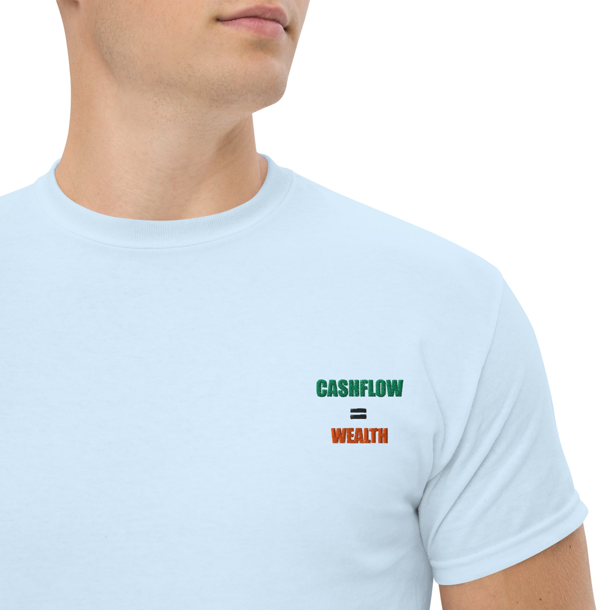 T-shirt Unisex Cashflow = Wealth-Ricamati-Biiply-Blu Chiaro-S-Biiply