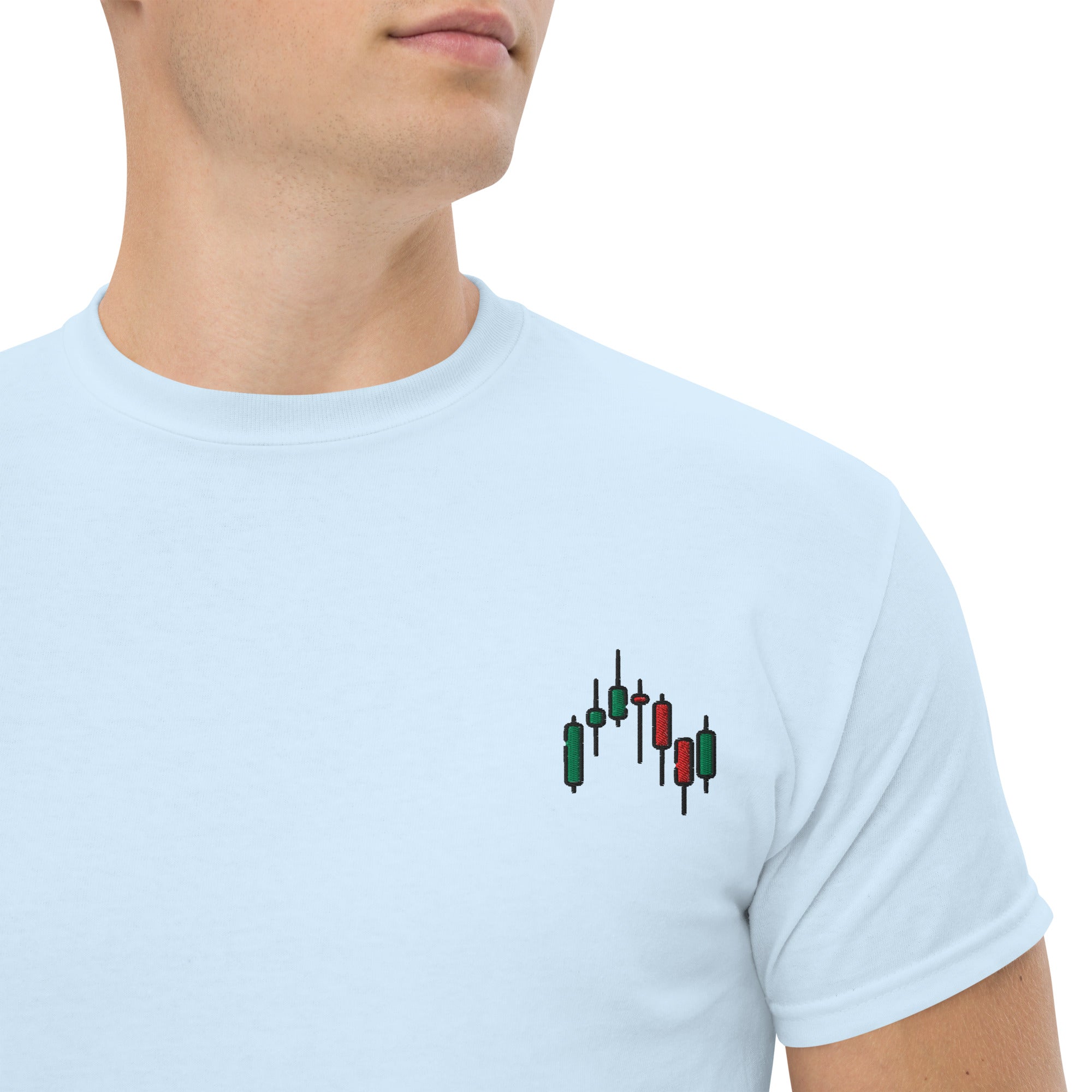 T-shirt Unisex Candelstick pattern-Ricamati-Biiply-Blu Chiaro-S-Biiply