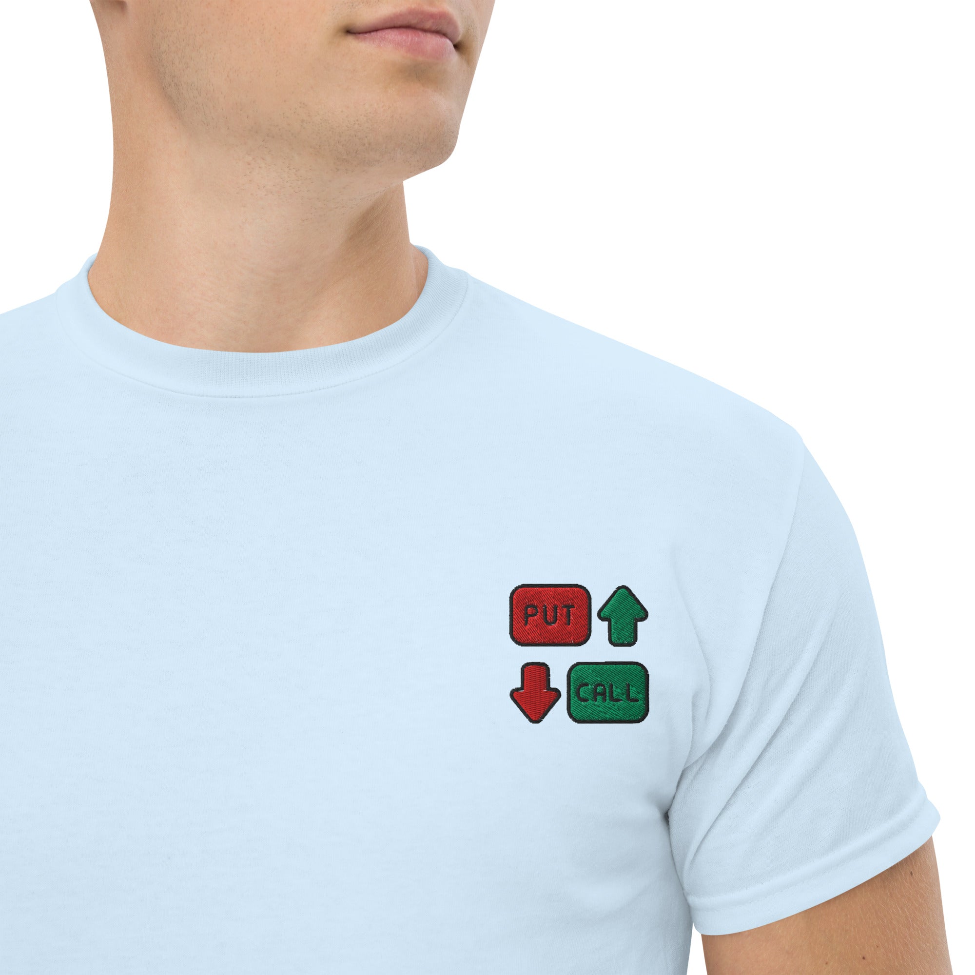 T-shirt Unisex Option Put & Call-Ricamati-Biiply-Blu Chiaro-S-Biiply