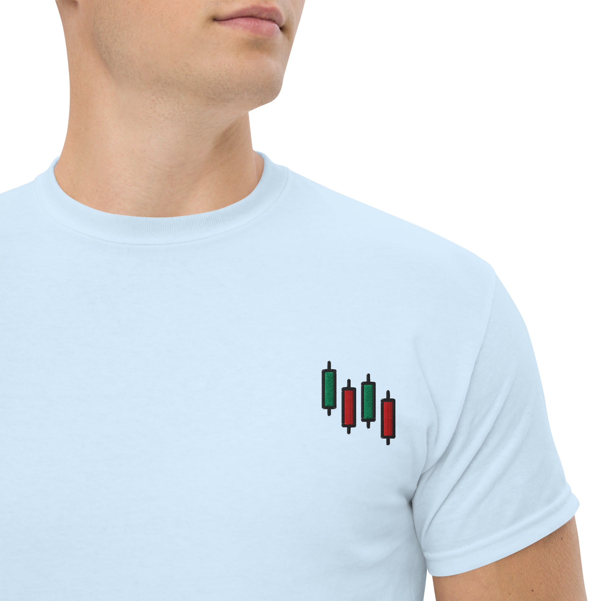 T-shirt Unisex CandelStick pattern-Ricamati-Biiply-Blu Chiaro-S-Biiply
