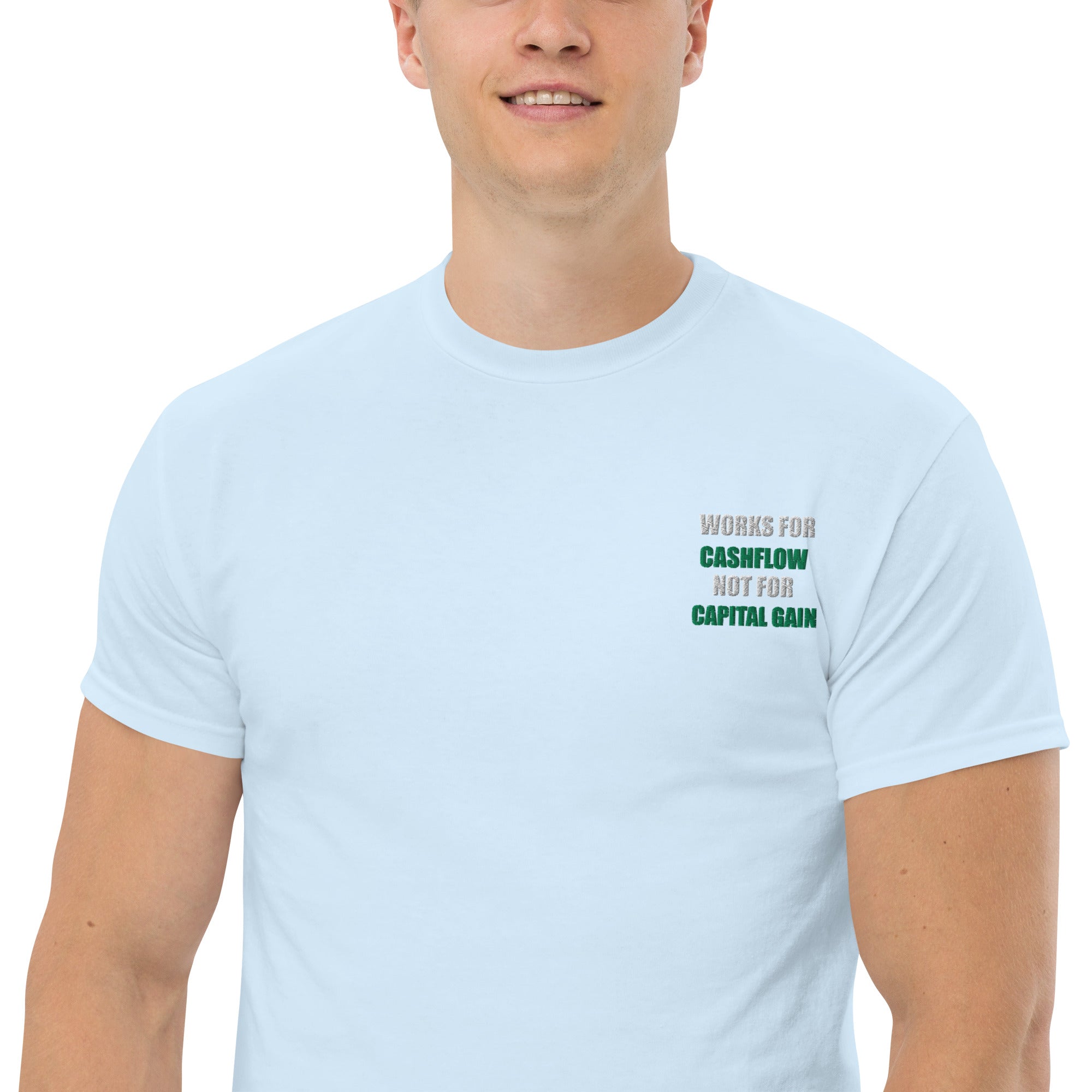 T-shirt Unisex Works Cashflow not Capitalgain White logo-Ricamati-Biiply-Biiply
