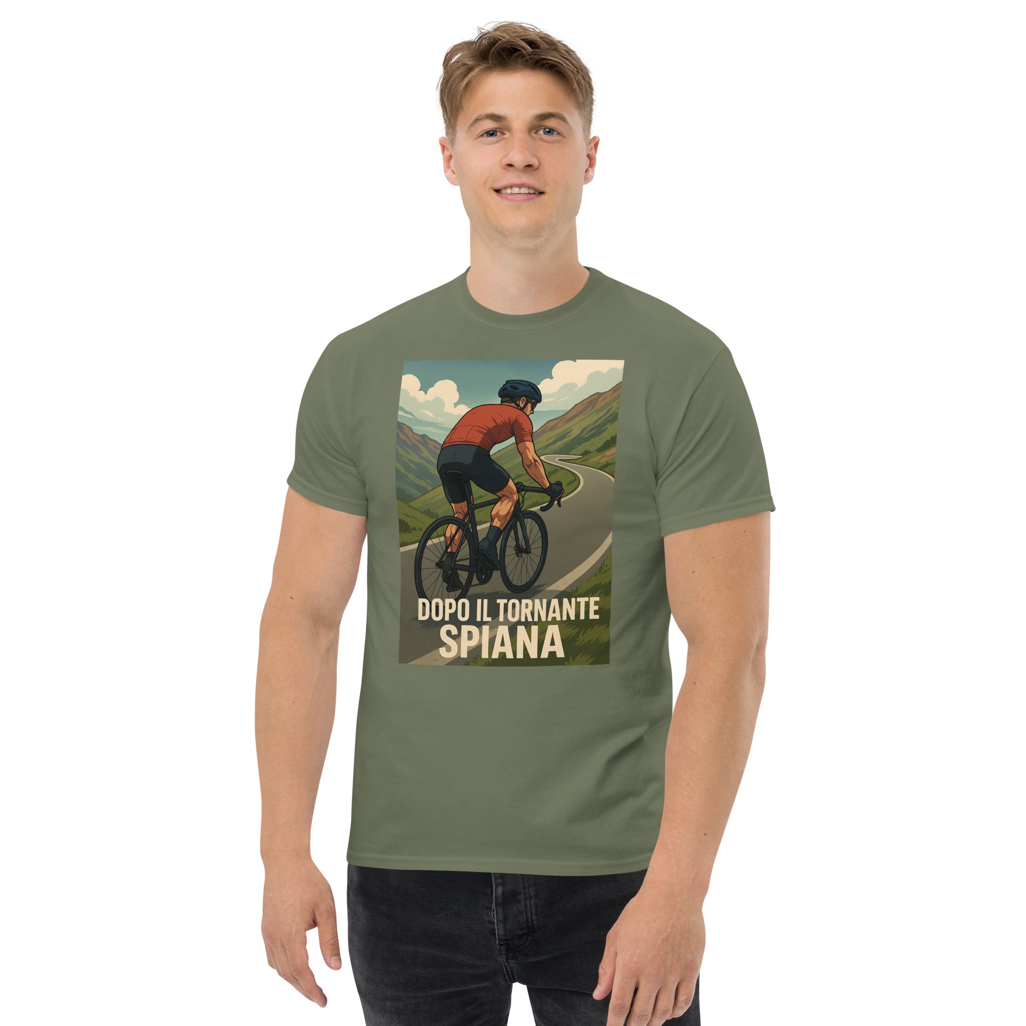 T-shirt Unisex Dopo il tornante spiana-DTG-Biiply-Verde Militare-S-Biiply