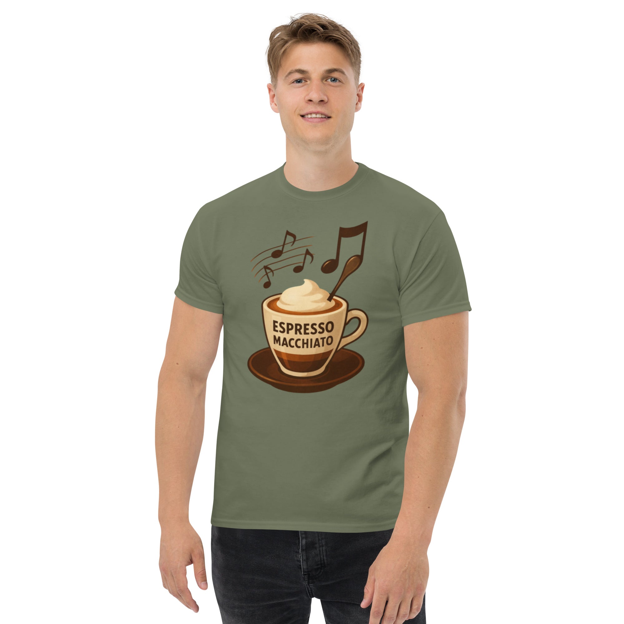 T-shirt Unisex Espresso Macchiato-DTG-Biiply-Verde Militare-S-Biiply