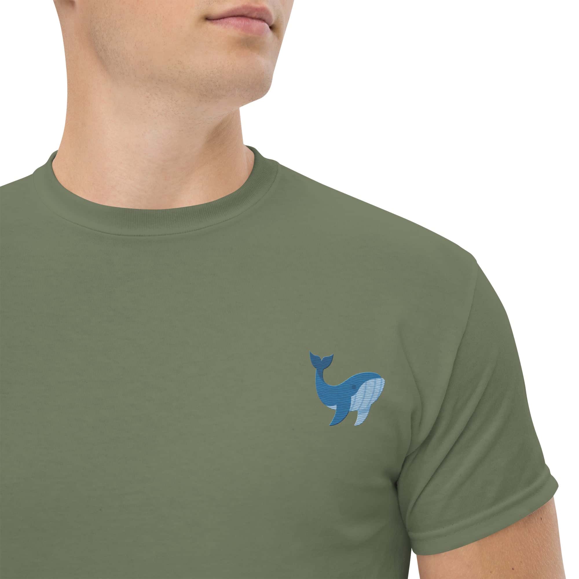 T-shirt Unisex Balena-Ricamati-Biiply-Verde Militare-S-Biiply