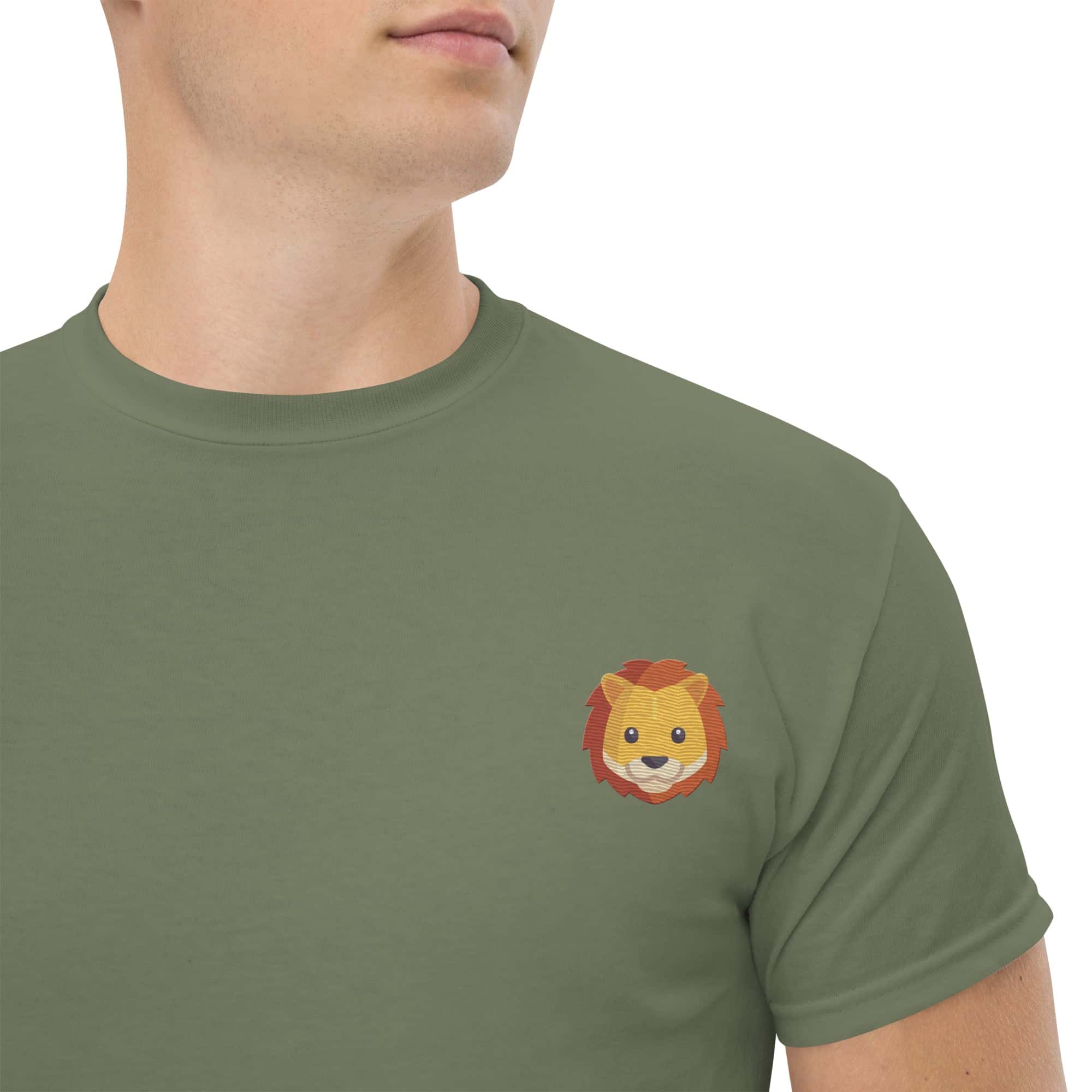 T-shirt Unisex Leone-Ricamati-Biiply-Verde Militare-S-Biiply