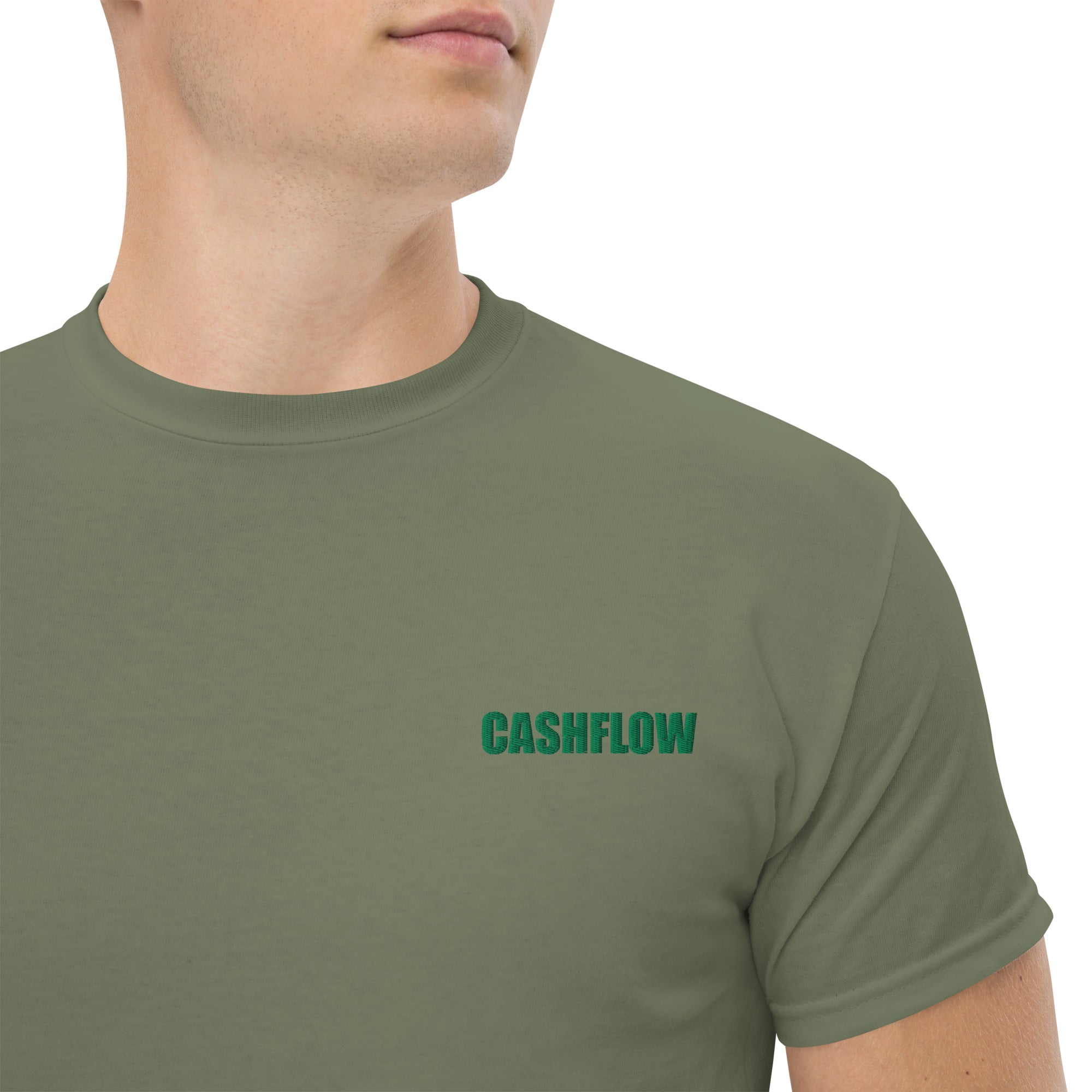 T-shirt Unisex Cashflow-Ricamati-Biiply-Verde Militare-S-Biiply