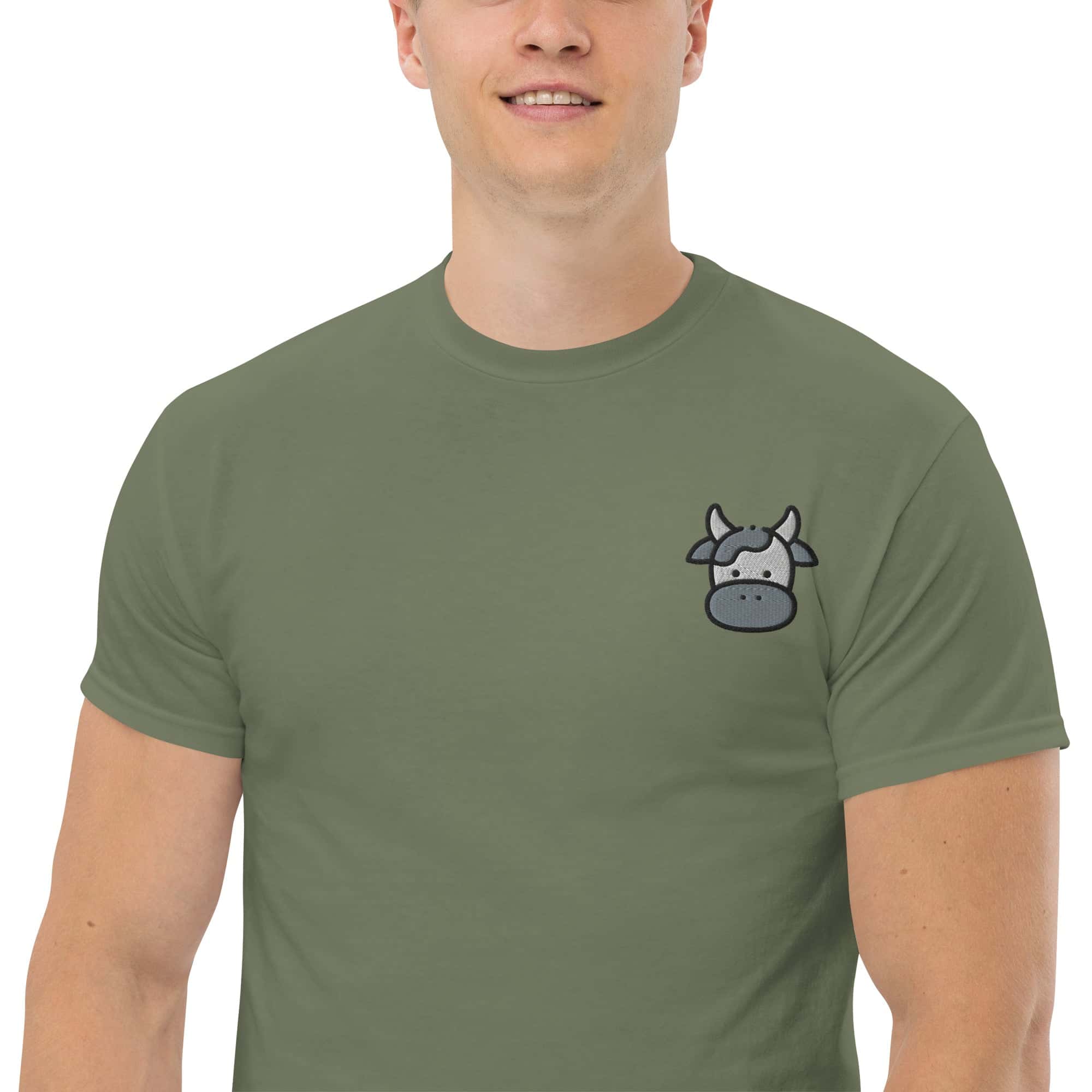 T-shirt Unisex Faccia Mucca-Ricamati-Biiply-Biiply