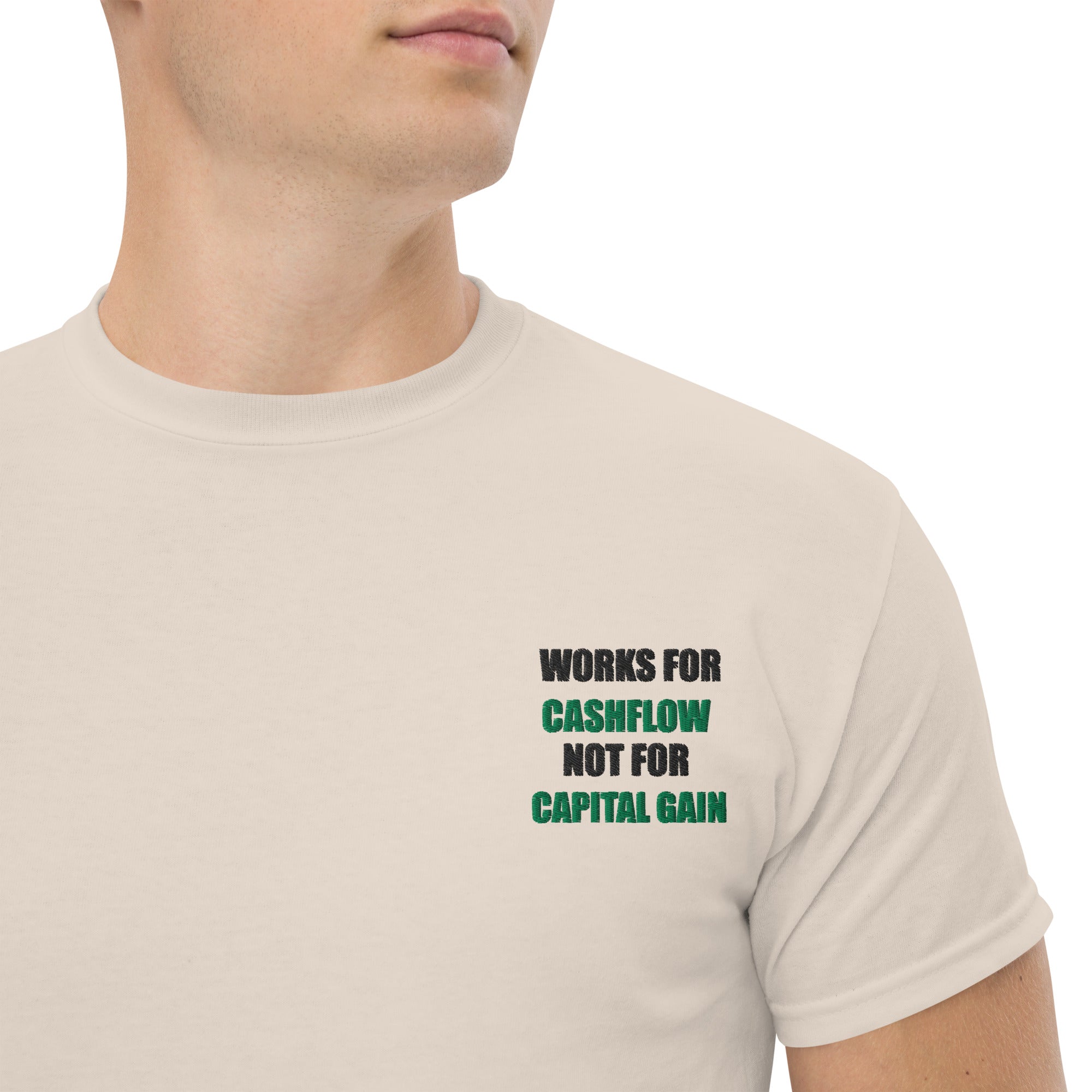 T-shirt Unisex Works Cashflow not Capitalgain-Ricamati-Biiply-Naturale-S-Biiply