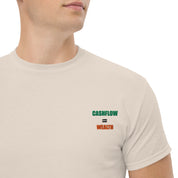 T-shirt Unisex Cashflow = Wealth-Ricamati-Biiply-Naturale-S-Biiply