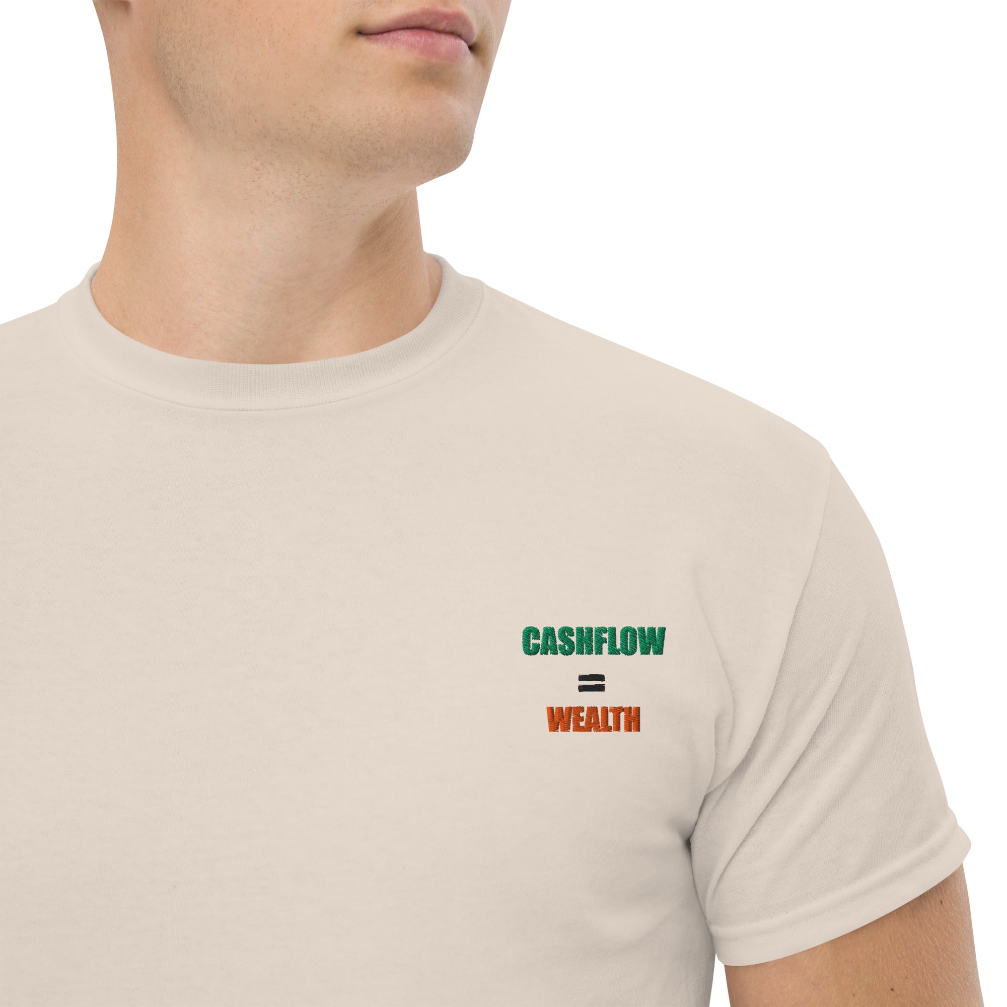 T-shirt Unisex Cashflow = Wealth-Ricamati-Biiply-Naturale-S-Biiply