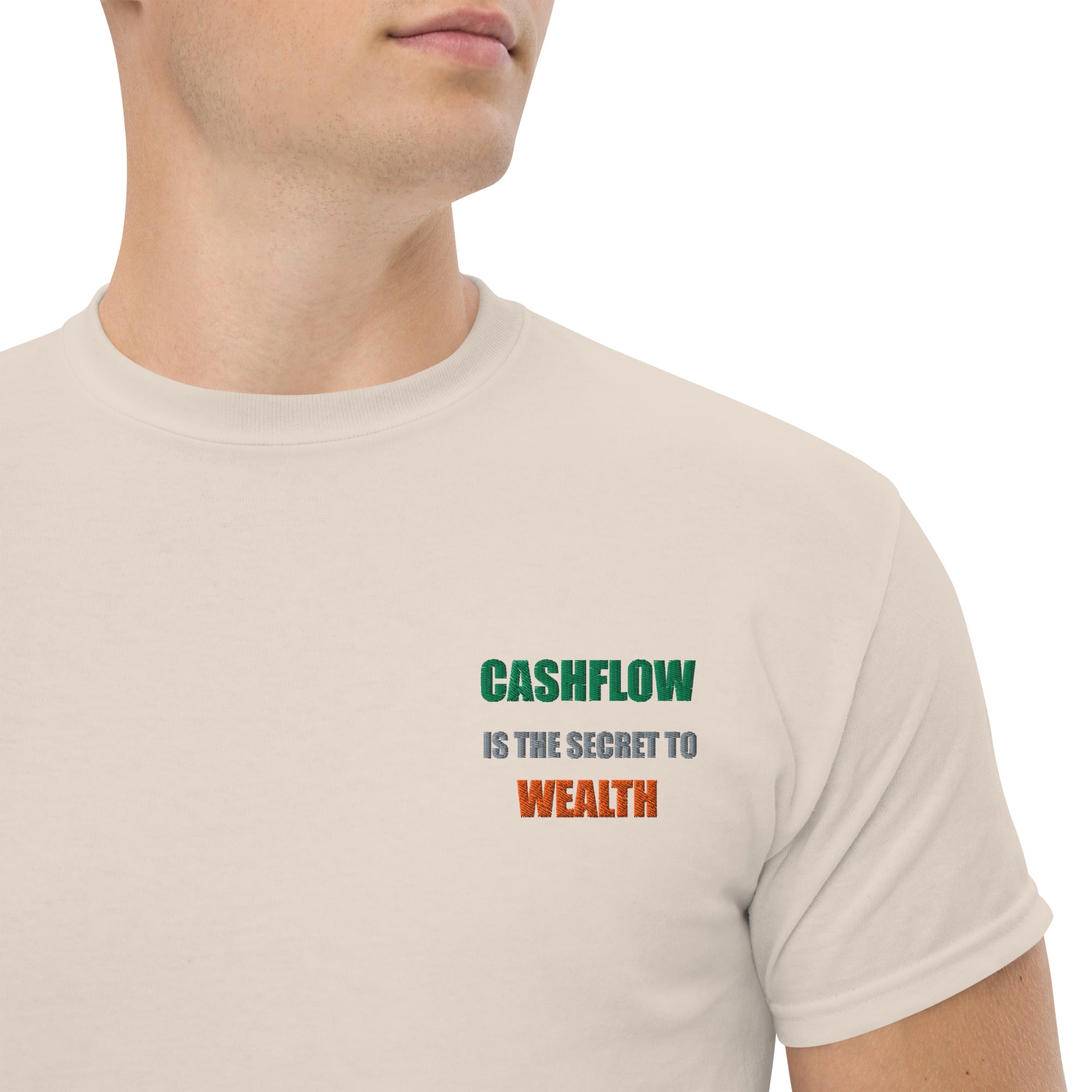 T-shirt Unisex Cashflow Secret to Wealth-Ricamati-Biiply-Naturale-S-Biiply