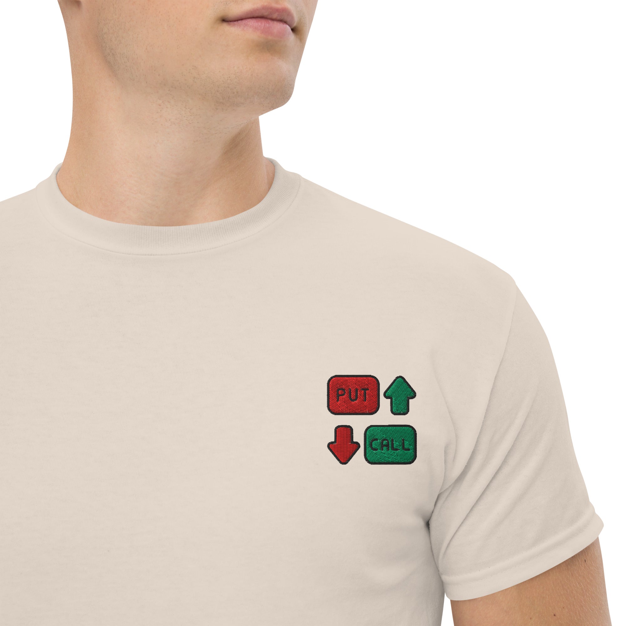 T-shirt Unisex Option Put & Call-Ricamati-Biiply-Naturale-S-Biiply