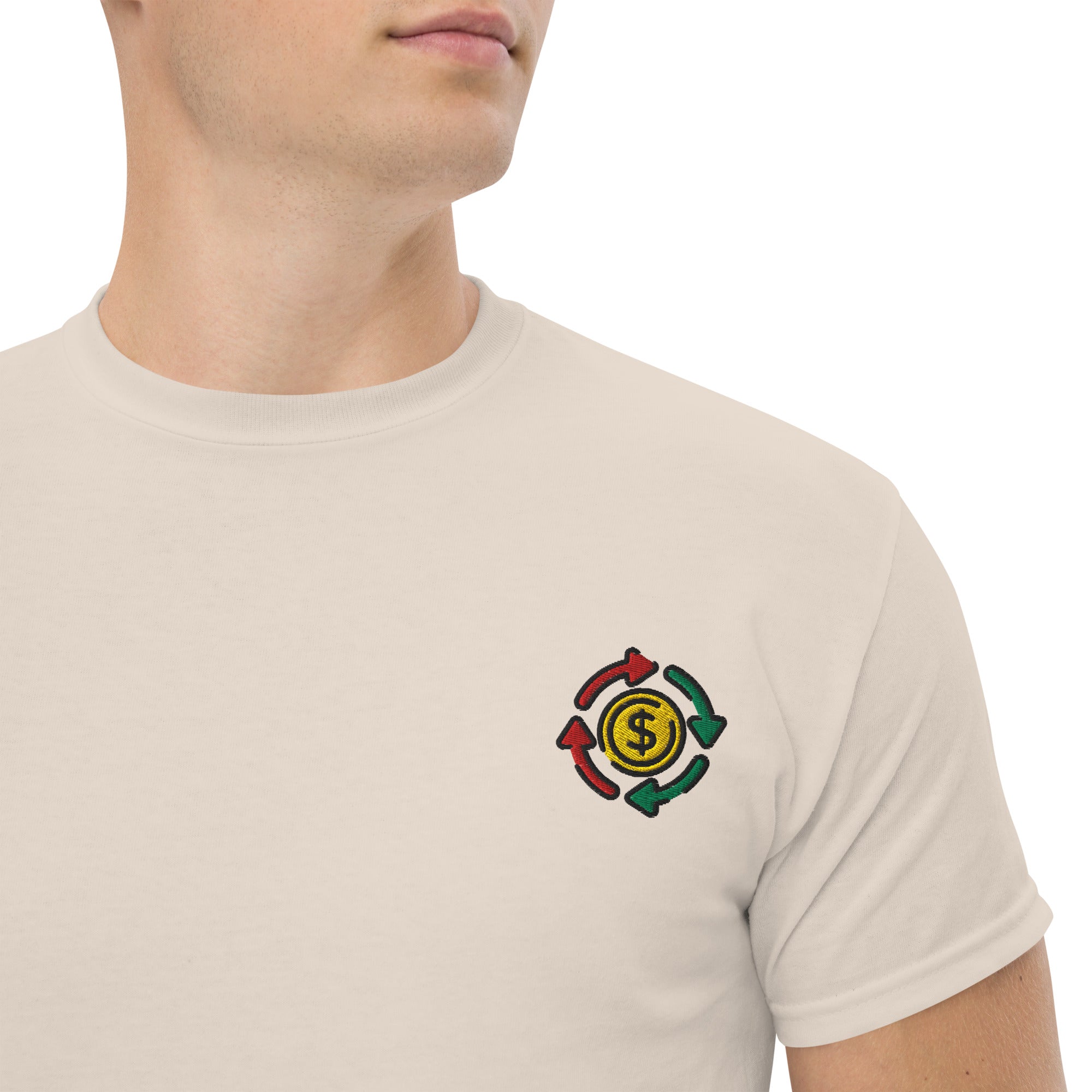 T-shirt Unisex cashflow Cirle-Ricamati-Biiply-Naturale-S-Biiply