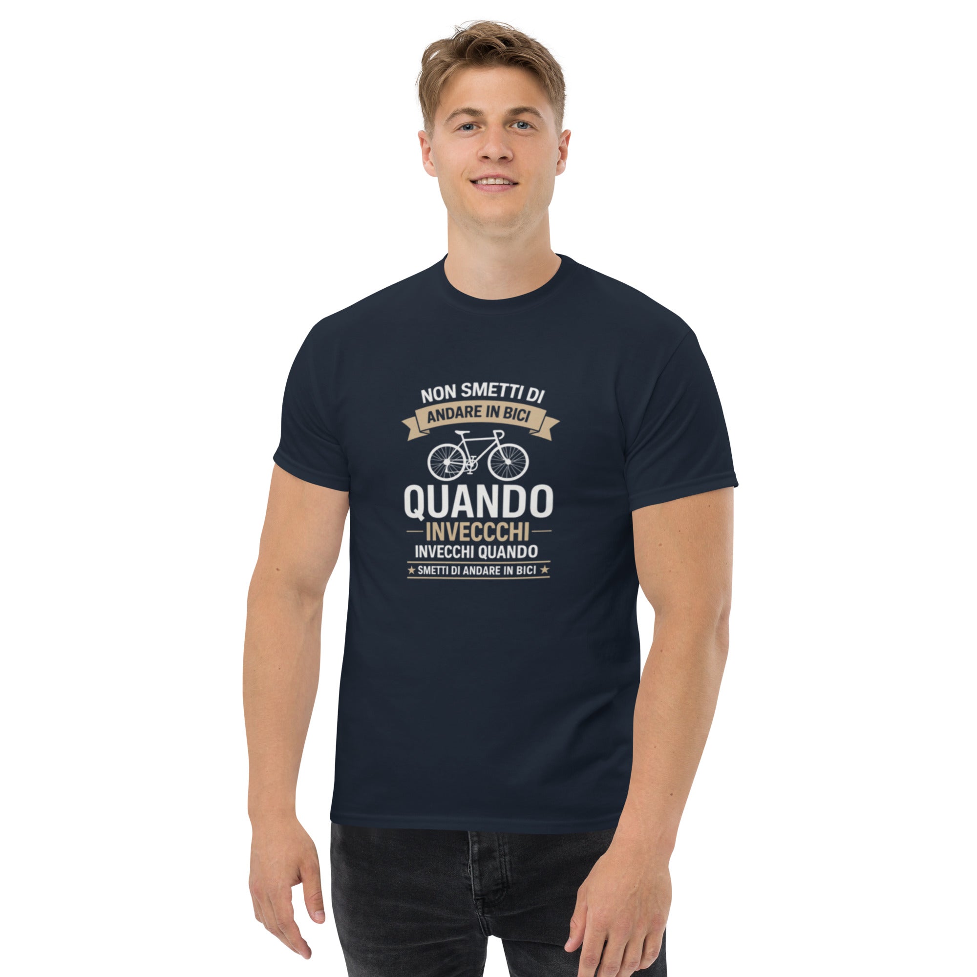 T-shirt Unisex Non Smetti di andare in bici quando...-DTG-Biiply-Navy-S-Biiply
