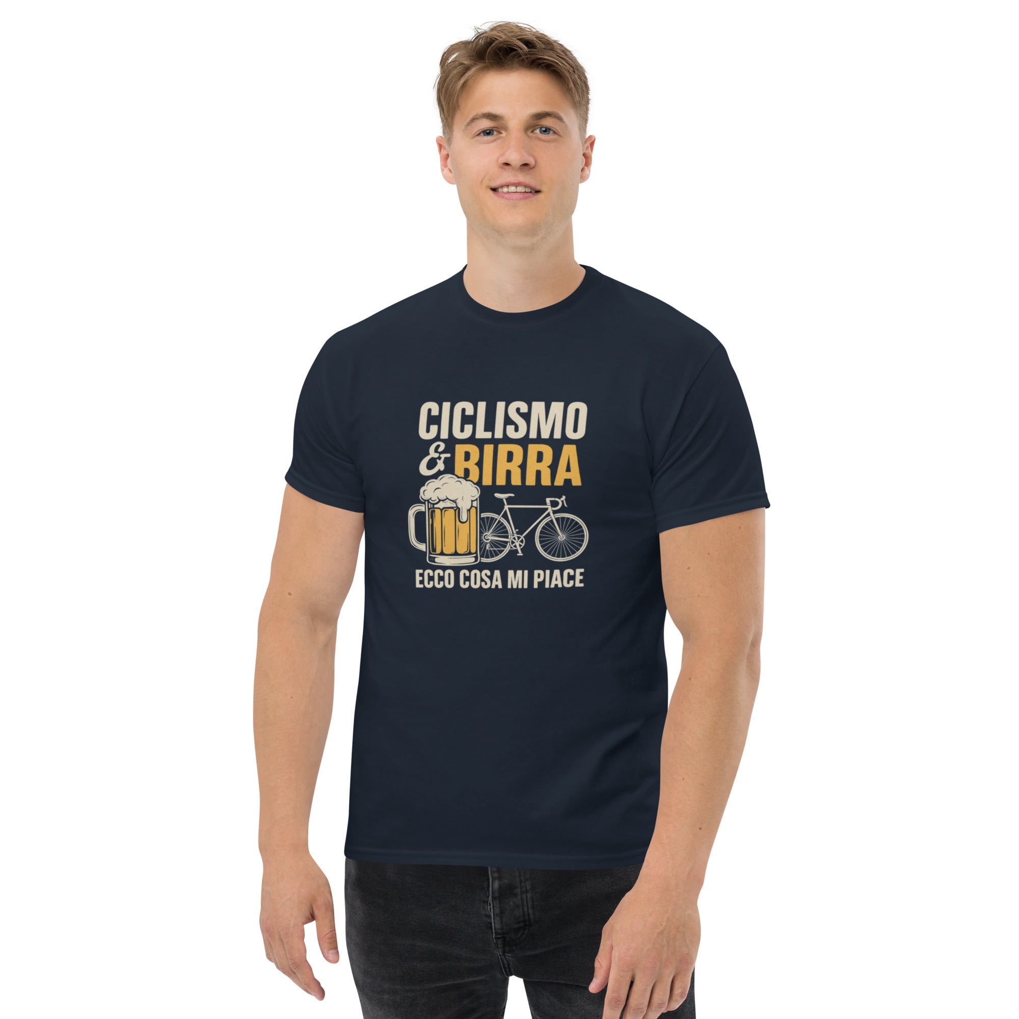T-shirt Unisex Birra e Ciclismo-DTG-Biiply-Navy-S-Biiply