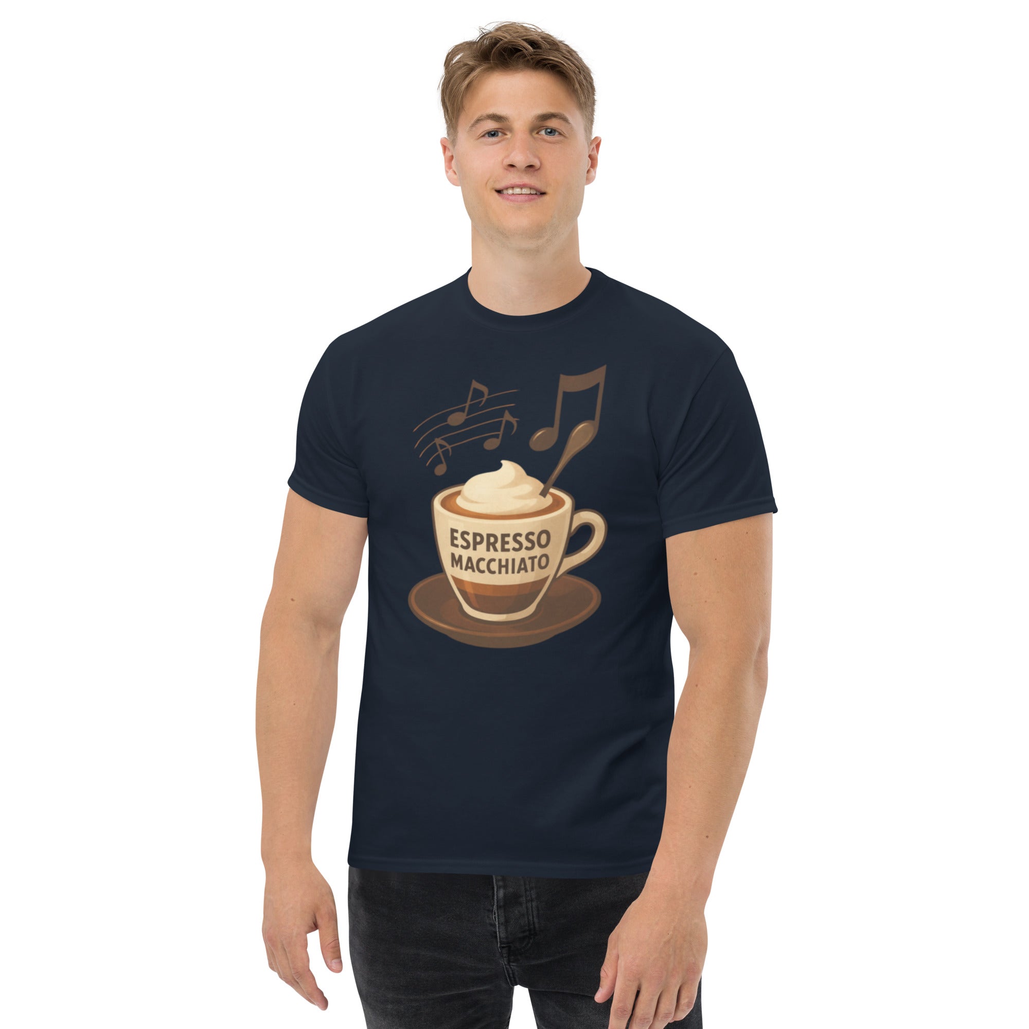 T-shirt Unisex Espresso Macchiato-DTG-Biiply-Navy-S-Biiply