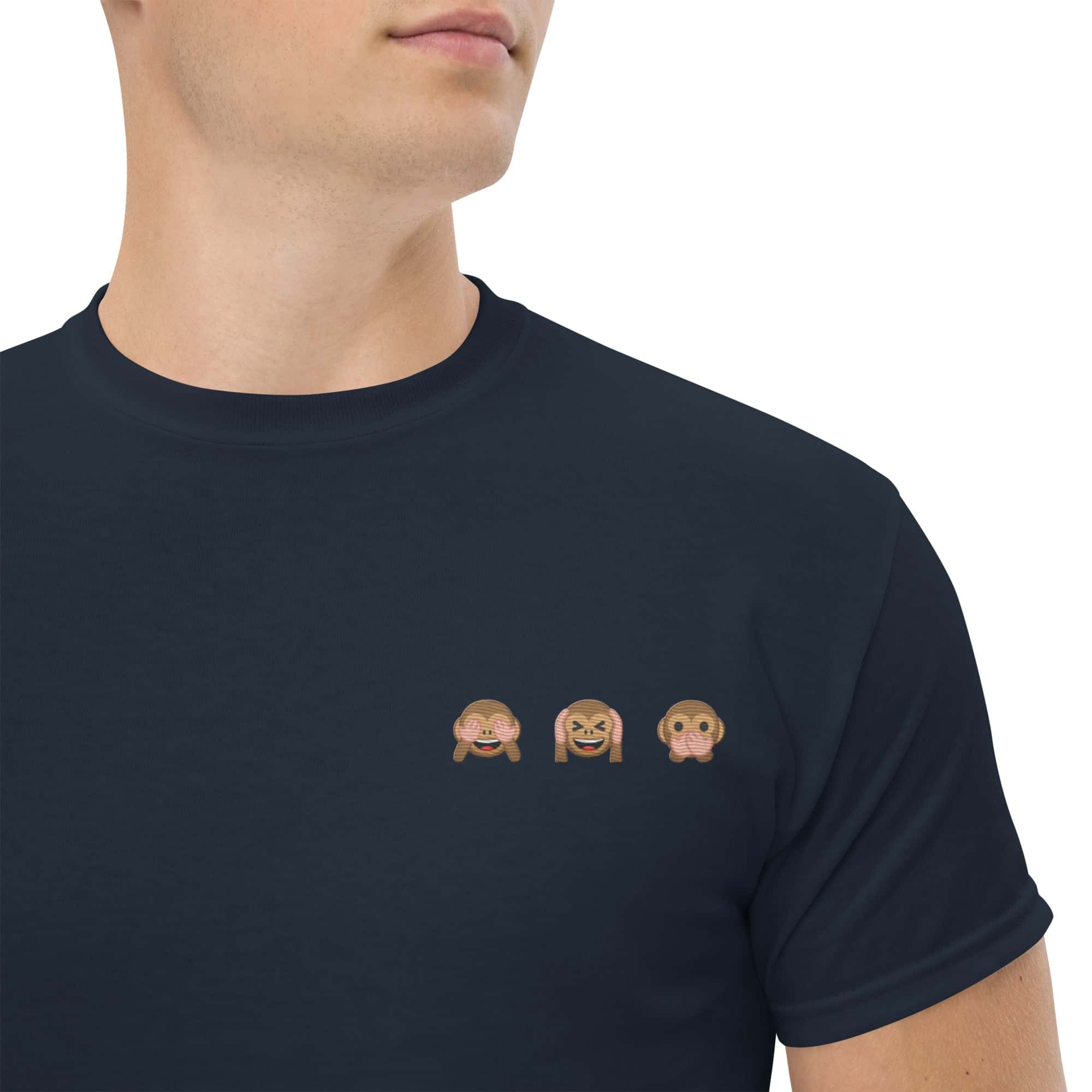 T-shirt Unisex emoji scimmiette-Ricamati-Biiply-Navy-S-Biiply